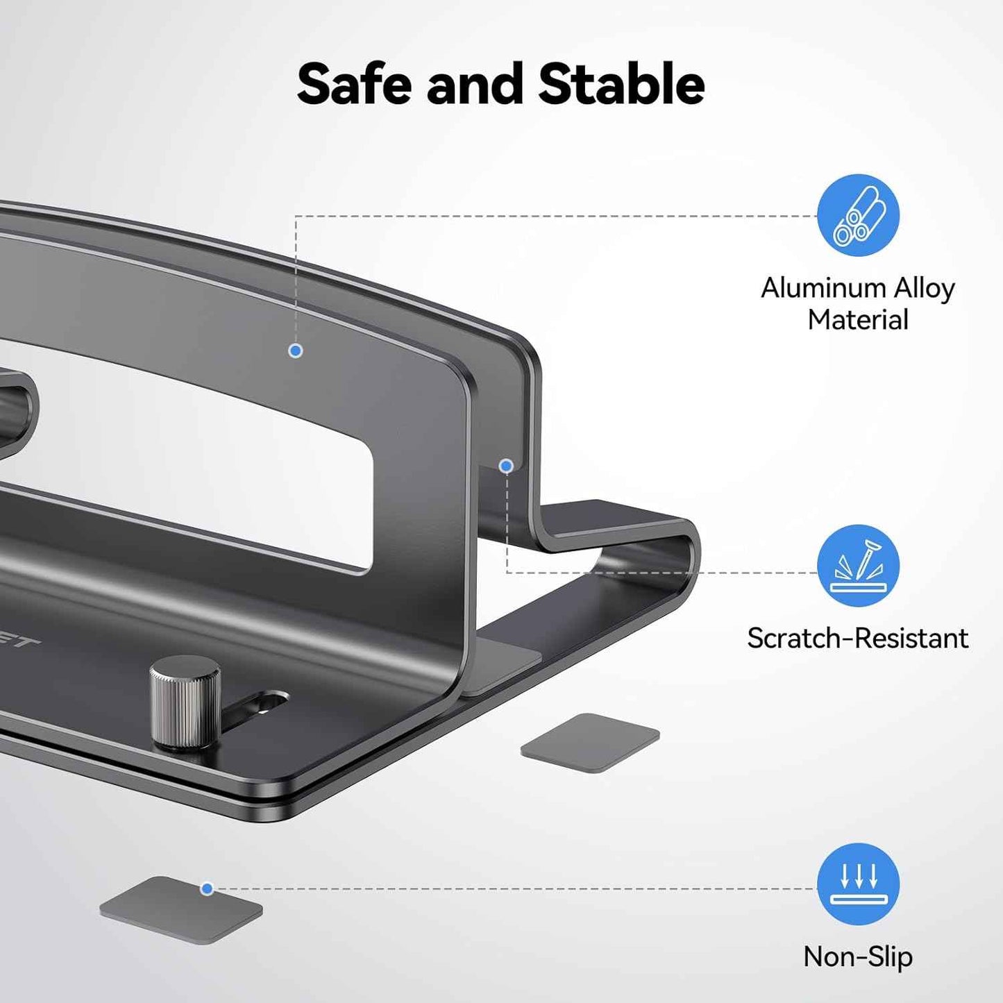 TECKNET Vertical Laptop Stand, Adjustable Aluminum Laptop Stand (Fits Up to 17.3"), Space-Saving Vertical Stand with Non-Slip & Scratch-Resistant Silicone, Compatible with MacBook Pro/Air, Dell, HP