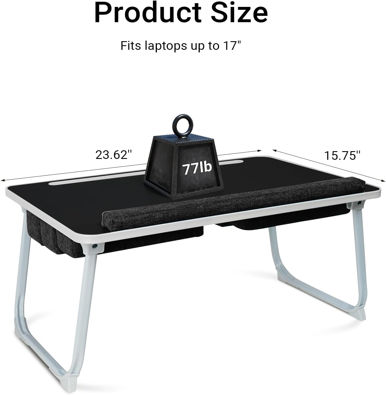 Lap Desk for Laptop with Cushion,Folding Laptop Desk for Bed,Bed Desk,Portable Computer Lap Desk,23.62"*15.74",Black