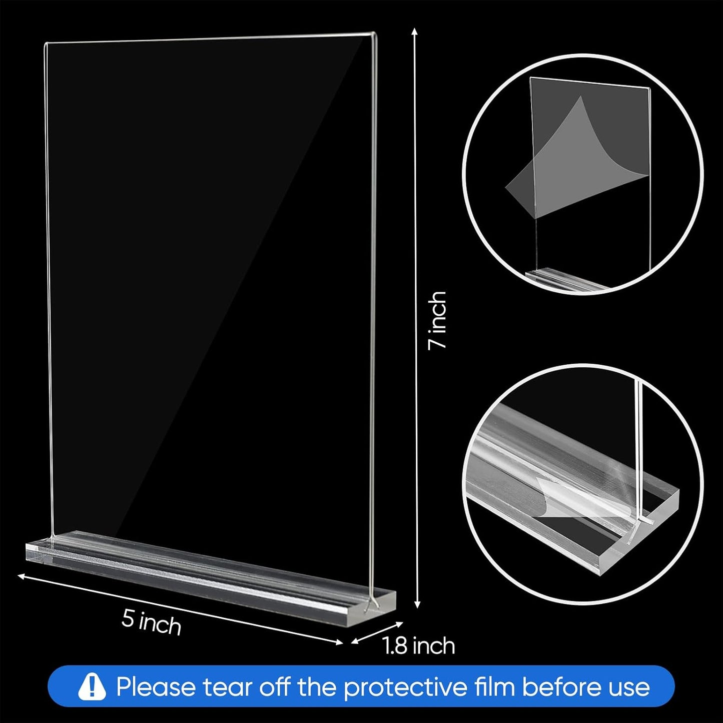 10 Pack Acrylic Sign Holder 5 x 7, Clear Double Side T Shape Acrylic Table Sign Stands for Displaying, Flyer Holder Paper Card Holder for Office Business Store Mall Restaurants