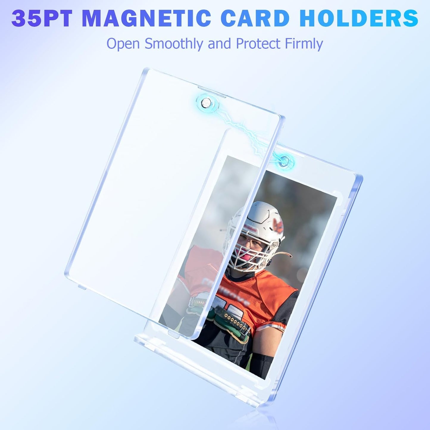 50ct Magnetic Card Holder for Trading Cards, 35 PT Clear Trading Card Sleeves, Hard Plastic Baseball Card Protectors, for Collectible, TCG, MTG, YUGIOH, Football, Sports Cards