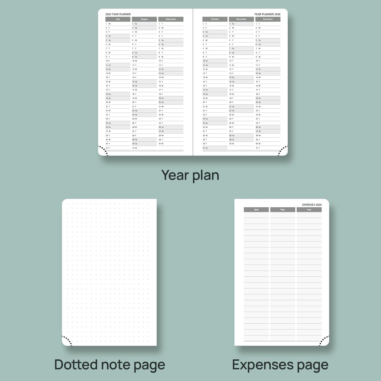 POPRUN Pocket Planner 2025-2026, (Purse Size 4''x 6.25'' Hard Cover) Academic Year Calendar Daily Weekly and Monthly (July 25-June 26) with Hourly Time Slots, 100 GSM Paper - Black