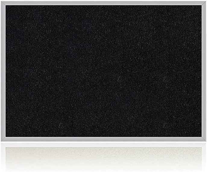 Ghent Bulletin Board, Recycled Rubber, Aluminum Frame, 48.5" x 72.5", Solid Black Rubber (ATR46-BK) Made in USA