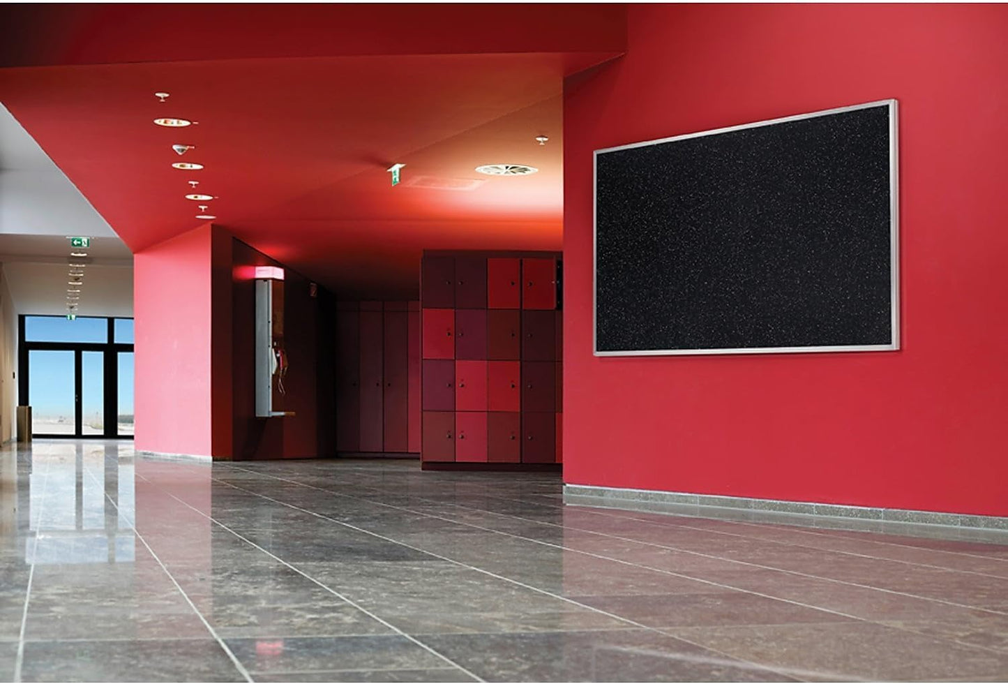 Ghent Bulletin Board, Recycled Rubber, Aluminum Frame, 48.5" x 72.5", Solid Black Rubber (ATR46-BK) Made in USA