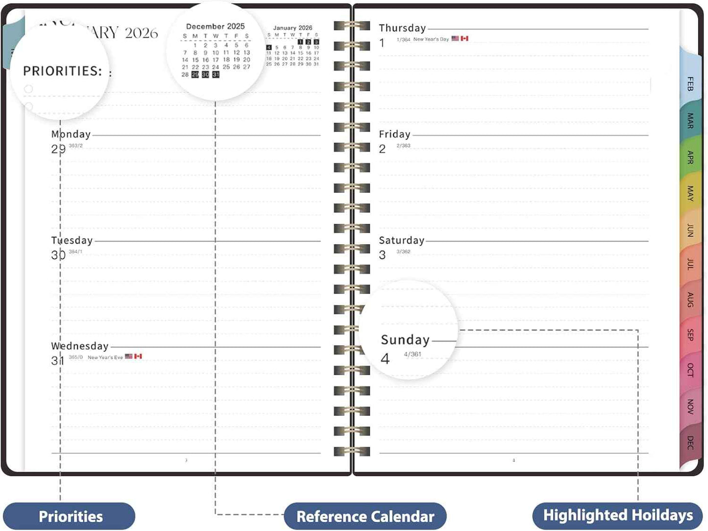 2026 Planner, 8.5" x 11" Weekly and Monthly Large Calendar Planner, Letter Size, Jan - Dec 2026, Hardcover Daily Agenda and Organizers for School Essentials & Office Supplies