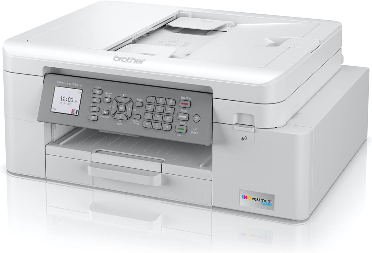 Brother MFC-J4335DW INKvestment Tank Wireless All-in-One Color Inkjet Printer, Up to 1-Year of Ink in-Box, Duplex Printing, Mobile and Cloud Print, Works with Alexa