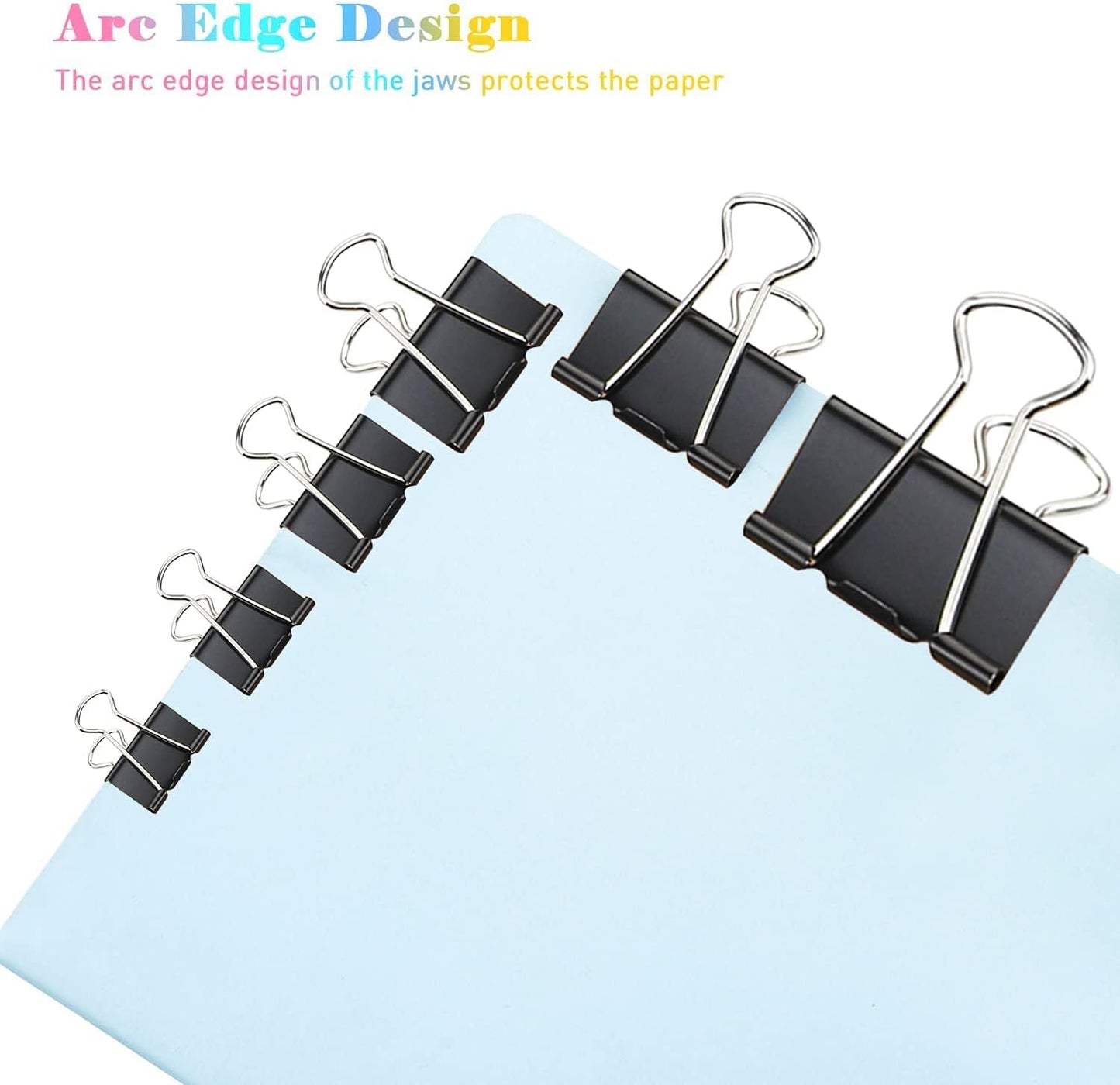 Medium Binder Clips, 144 Pack, 1 Inch, Standard 25mm, Black, Capacity 0.47 Inch, Metal Paper Clips, Fold Clamp, Office Clips, School & Home Use