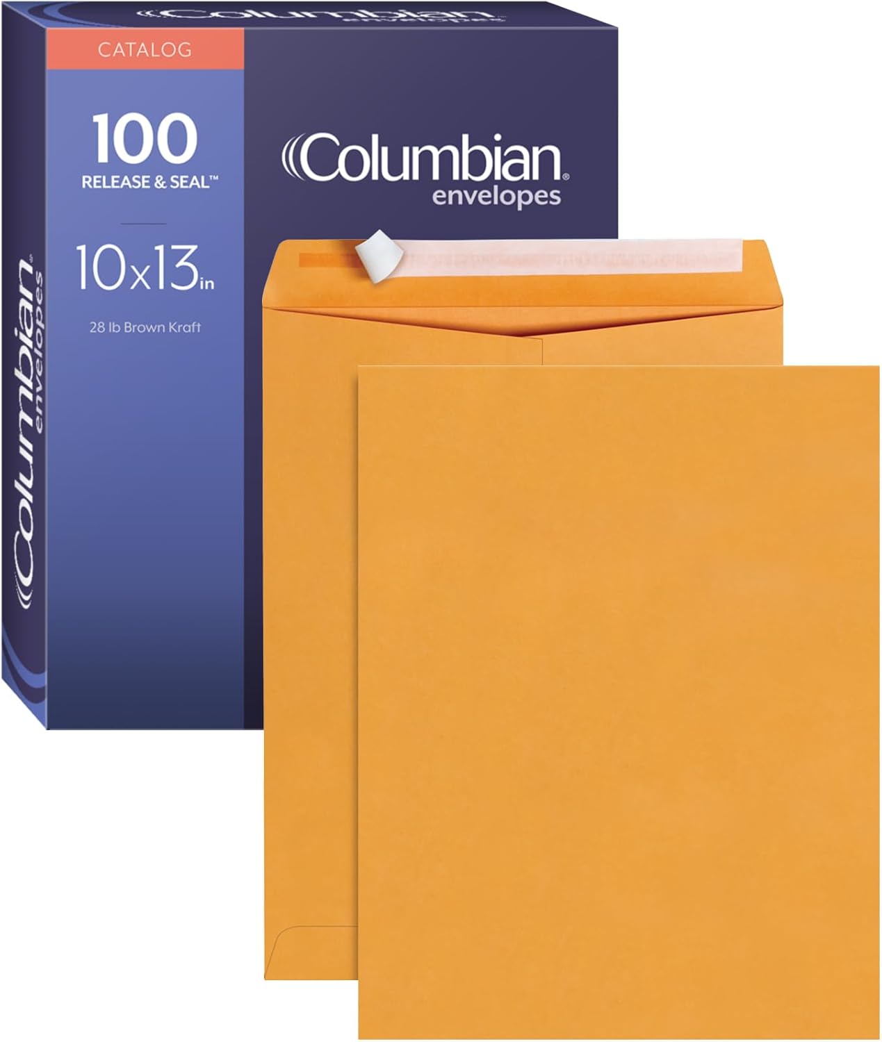 Columbian 10 x 13 Catalog Envelopes with Self Seal Closure, 28 lb Brown Kraft, for Mailing Flat Letter Size Documents or Photos, 100 Per Box (COLO335) - Lumora Desk