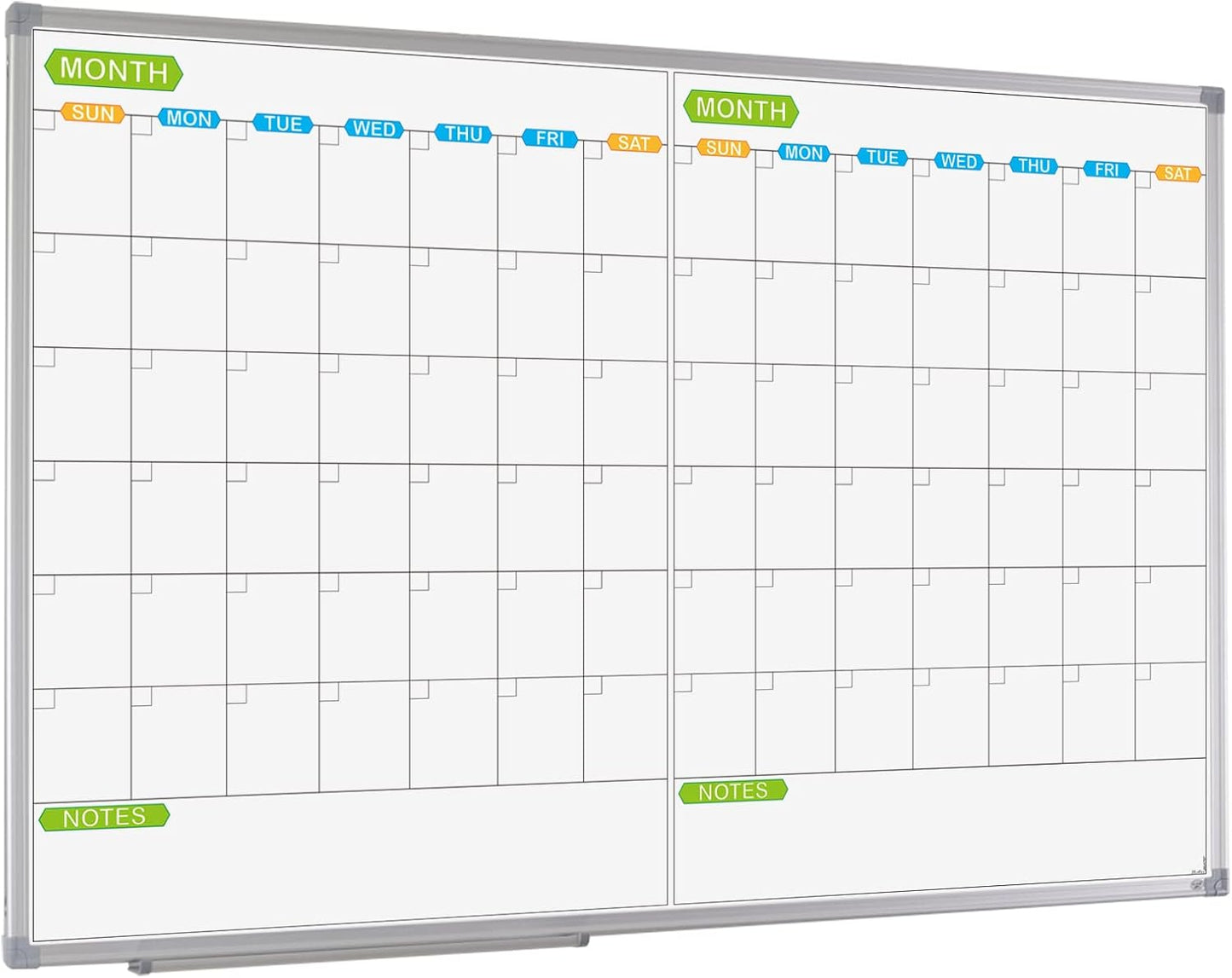 JILoffice Magnetic Dry Erase Calendar Whiteboard, 2 Month White Board Planner 36 X 24 Inch, Silver Aluminum Frame Wall Mounted Board for Office Home and School - Lumora Desk