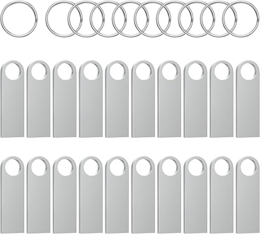 ABLAZE 4GB Flash Drive 20 Pack, Metal USB 2.0 Thumb Drives with Keychains USB Sticks Pendrives (Sliver)