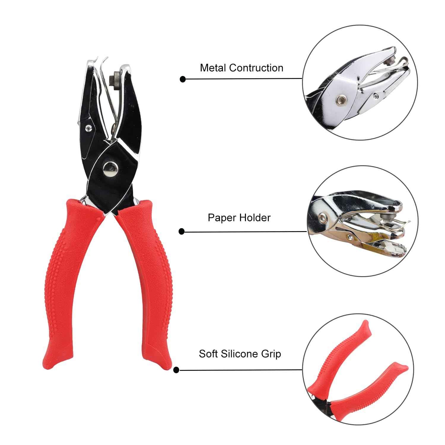 Hole Puncher,1/4 Inch Diameter of Heart Shape Hole,Handheld Single Paper Hole Punch with Red Soft Grip Handle for Binder, Scrapbooking, Cards, Paper Crafts (Heart Hole)