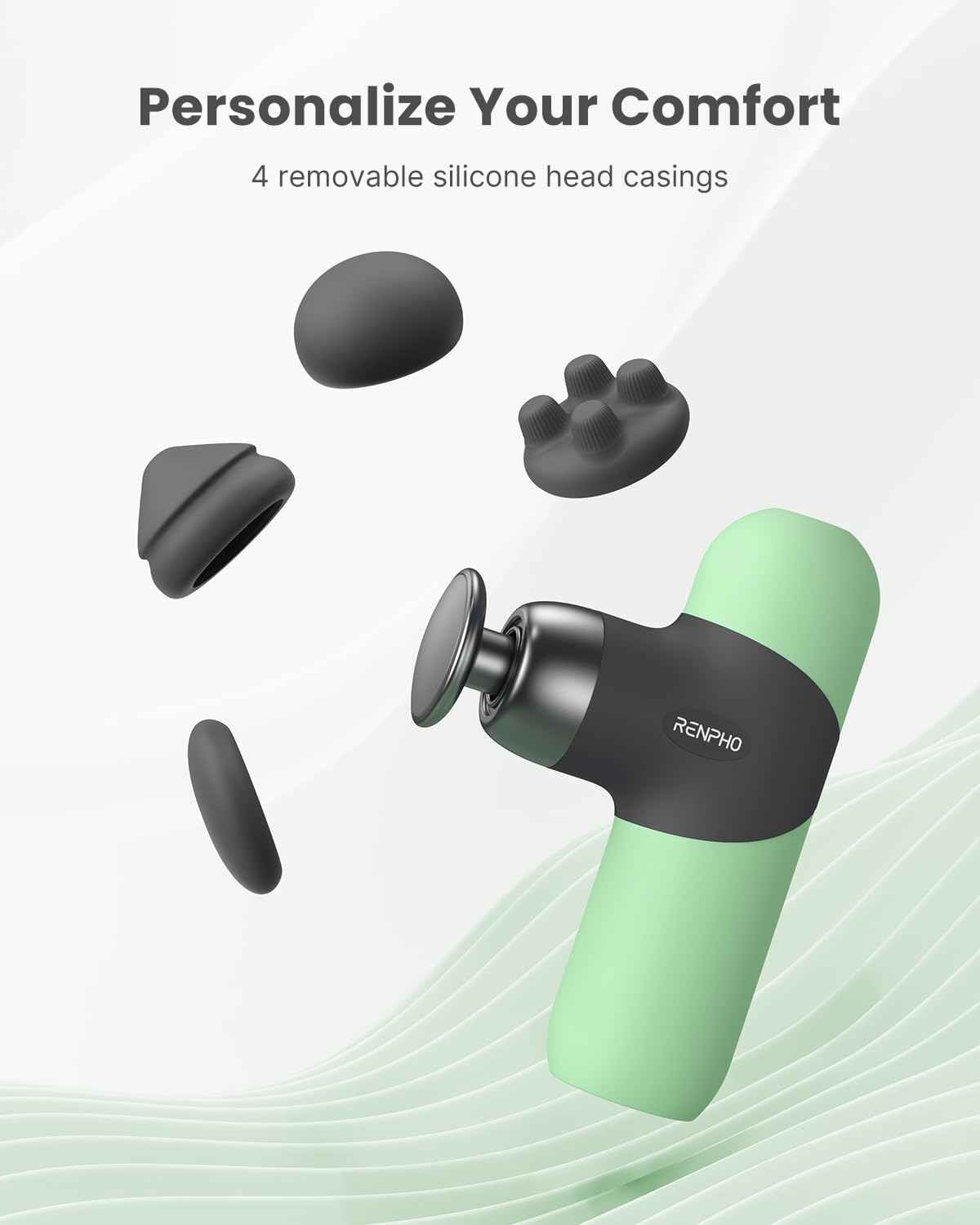 RENPHO Mini Thermal Massage Gun with Heat, Fathers Day Dad Gifts, Portable Deep Tissue Percussion Massager with 4 Heads for Neck & Back Comfort, Ultra-Quiet for Home, Office & Travel, Carry Case