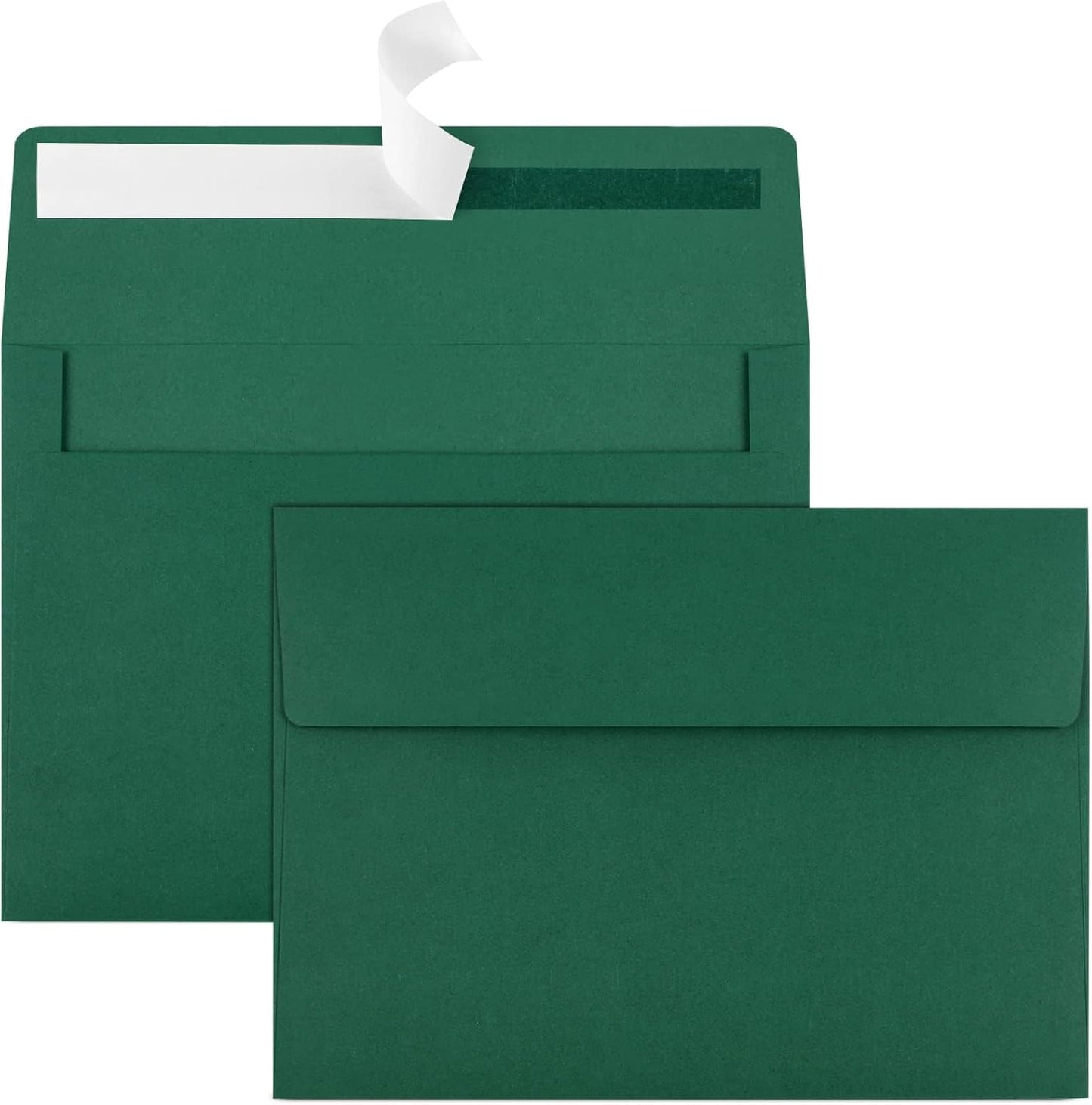70 Pack A2 Dark Green Envelopes - Self Seal for Photos, Invitations, Greeting Cards & 4.5x5.5 Cards - Lumora Desk