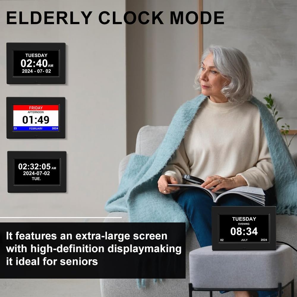 New Digital Weather Clock with Temperature Humdity Alarm Clock (7inch- Black)