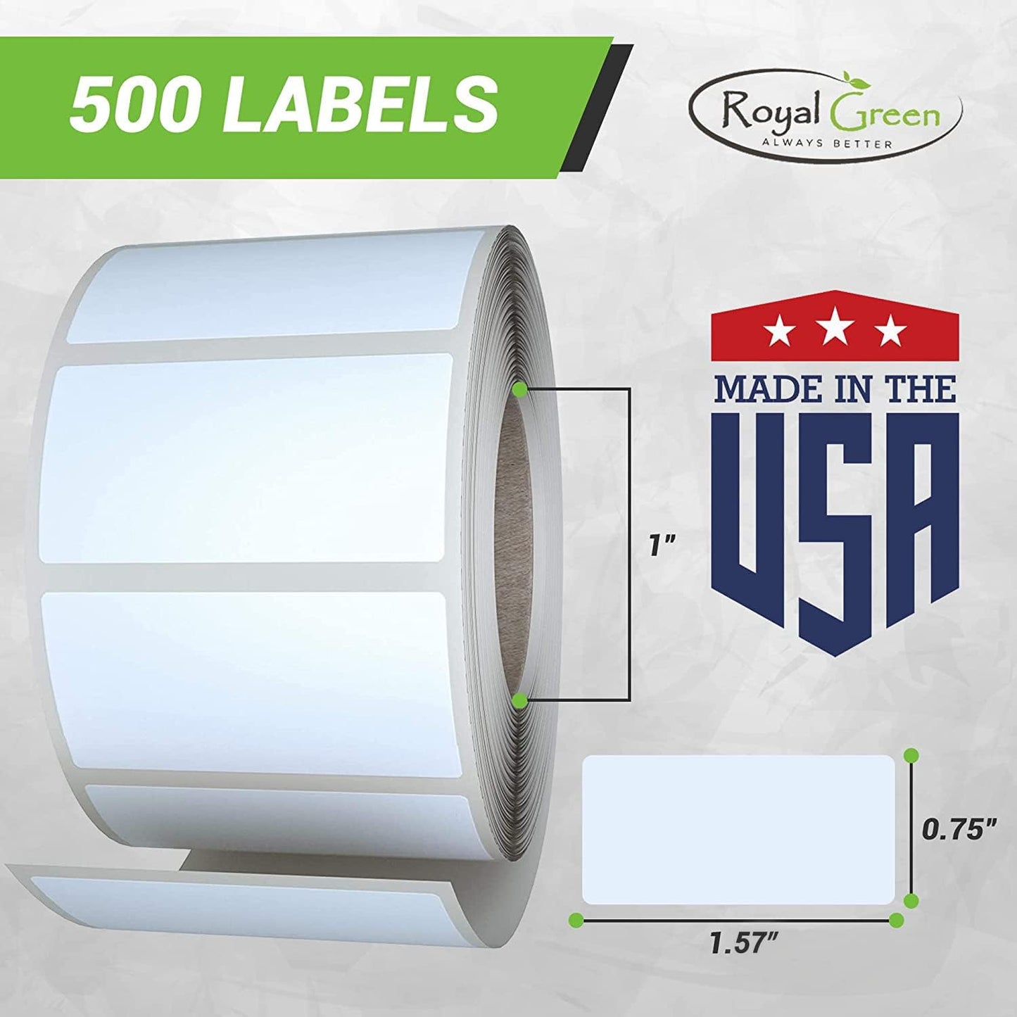 Royal Green Rectangular Color Coding Sticker Roll - Write On Labels for Folders & Organizing, 1.57" x 0.75" Stickers to Write On Name Tags for Office Supplies & Organization, 500-Pack (Olive Green).