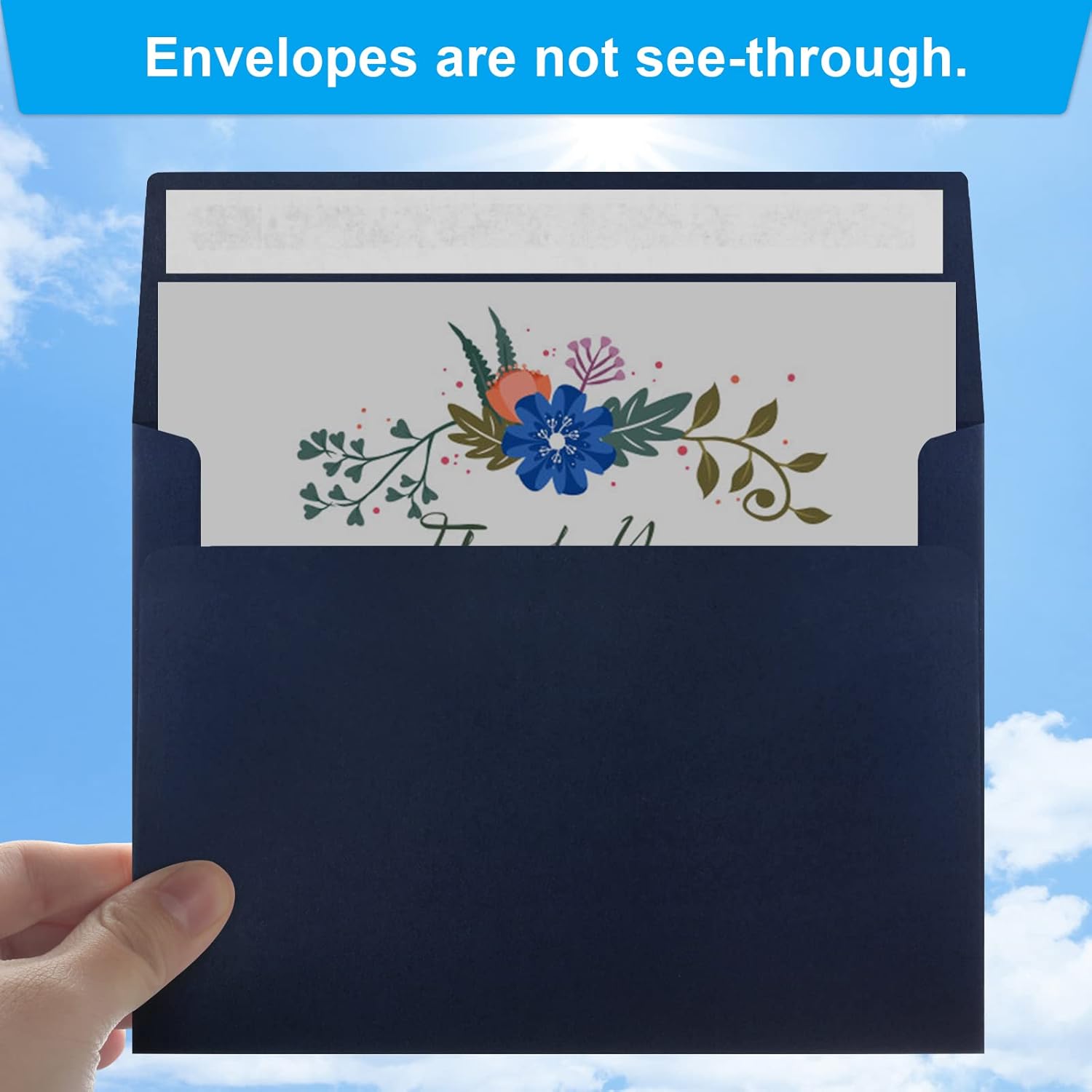 50 Pack 5x7 Envelopes - Self Seal for Invitations, Weddings, Photos & Greeting Cards (Navy Blue) - Lumora Desk