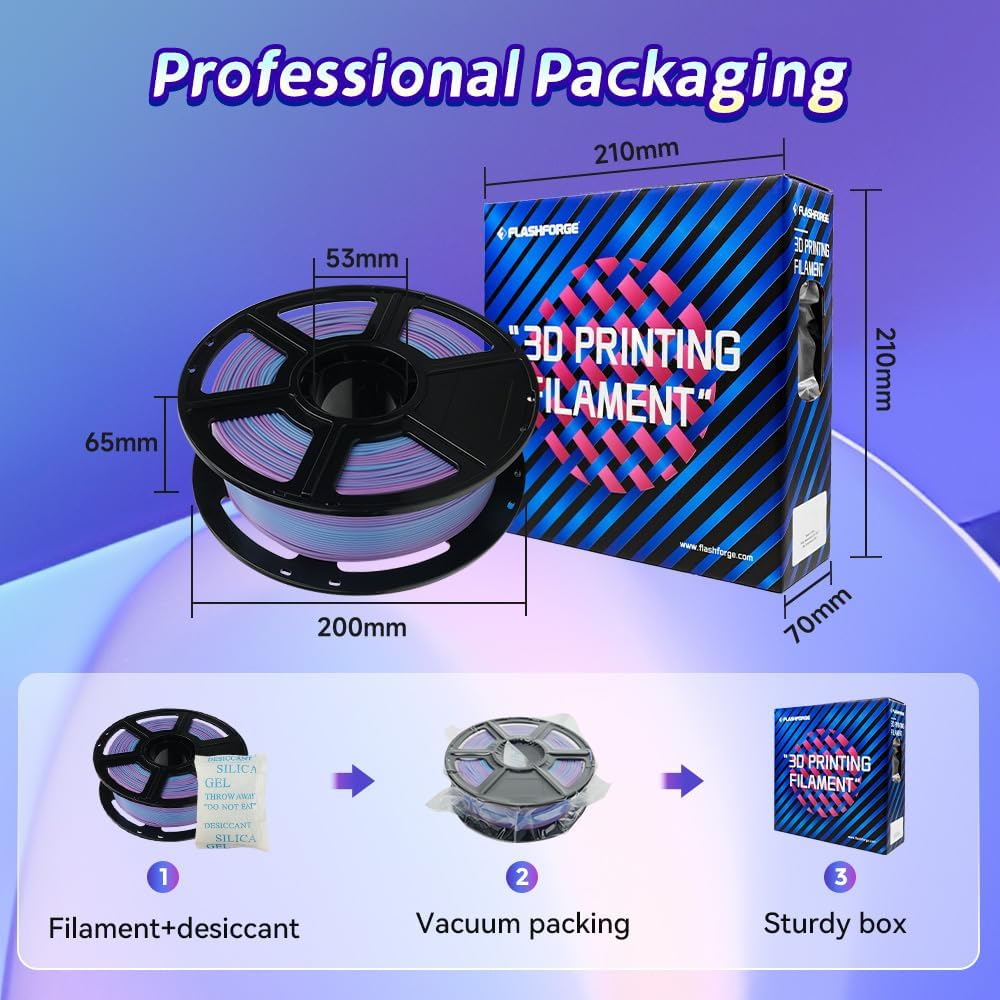 FLASHFORGE Rapid PLA Gradient Filament 1.75mm Thistle Purple & Ethereal Blue, Transform Colors Smoothly & Fast, Experience Exceptional Performance with 500mm/s High-Speed Printing, Top-Notch Filament
