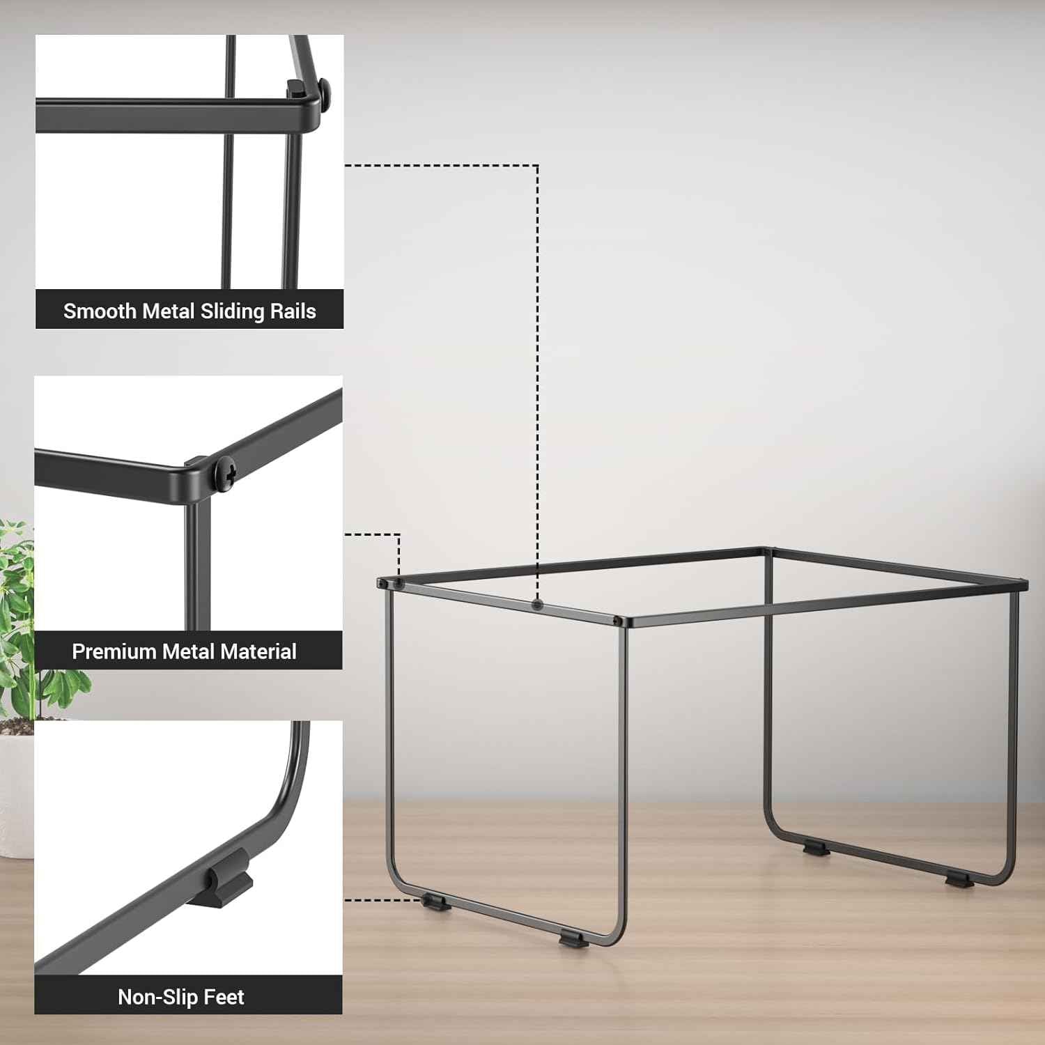 Hanging File Folder Frame 2 Sets, Legal/Letter Size,15.2“W 9.25”H,Hanging Folders Holder for Desktop Organizer and Metal Rail in Filing Cabinet Drawer