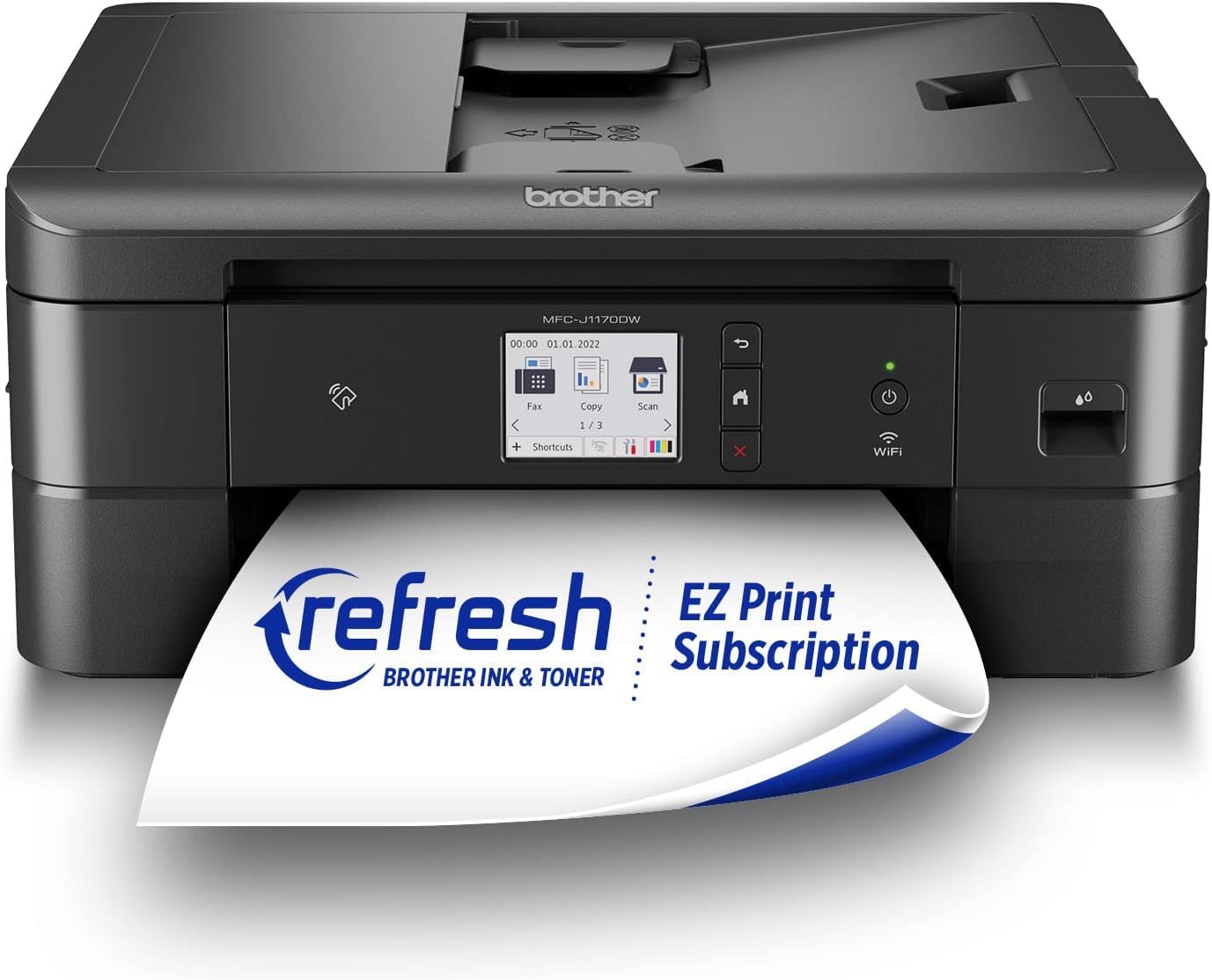Brother MFC-J1170DW Wireless Color Inkjet All-in-One Printer, NFC One-Touch Print, Duplex, Cloud Print & Scan, Mobile App Control, 2.7" Touchscreen, Works with Alexa - Lumora Desk