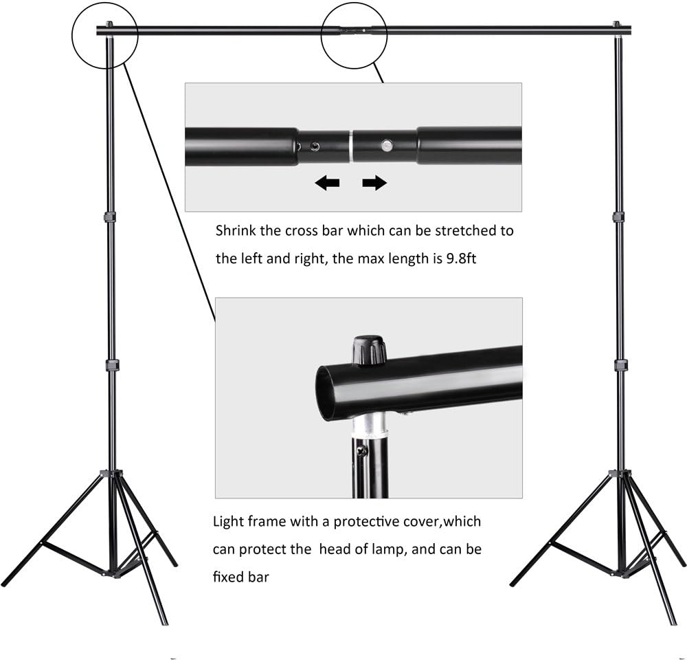 SLOW DOLPHIN Photo Video Studio 10x7ft(WxH) Adjustable Backdrop Support System Kit Background Stand with Carry Bag