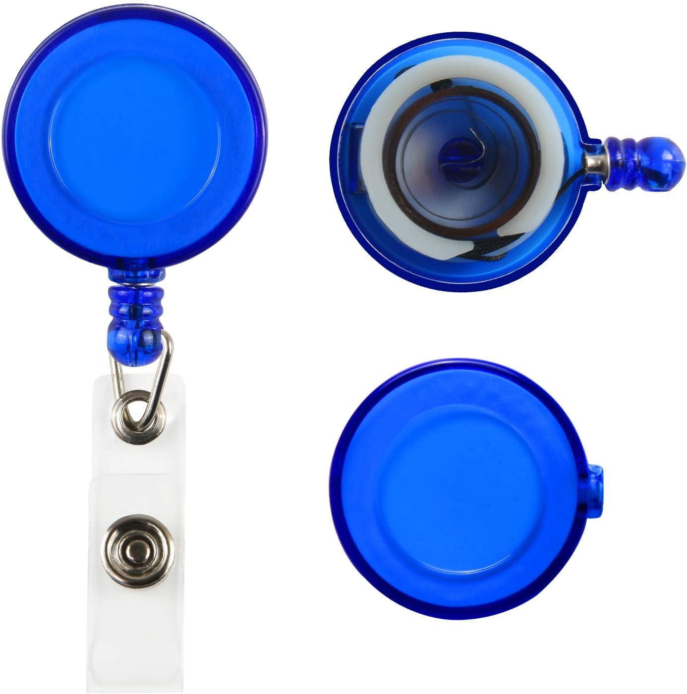 JANYUN 30 Pcs Blue Retractable Badge Reels Badge Holders Reels Clip for ID Badge Holders
