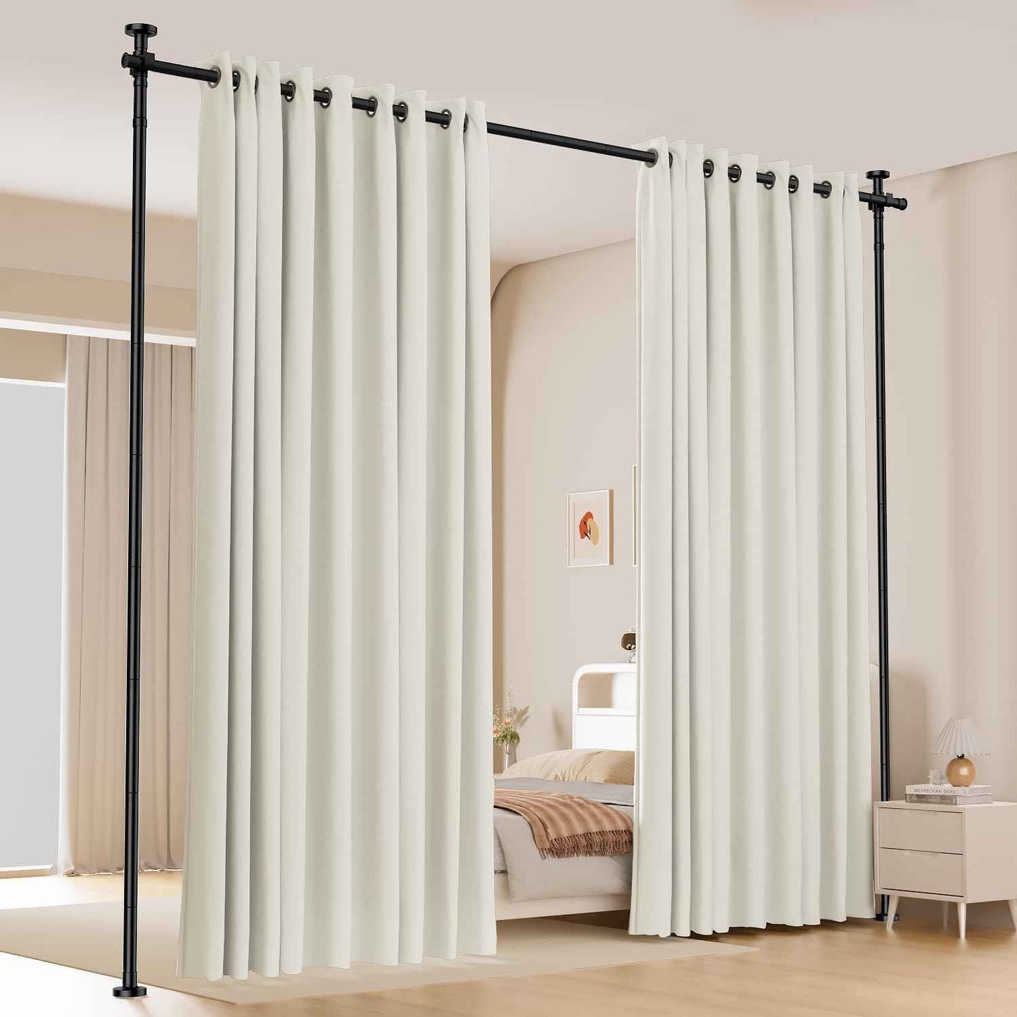 Room Divider Folding Privacy Screens with Wheels, 6FT Tall Divider for Room Separation, Movable Room Partitons and Dividers, Indoor Room Dividers Panel with Fabric (Black, 1 Panel-78‘’)
