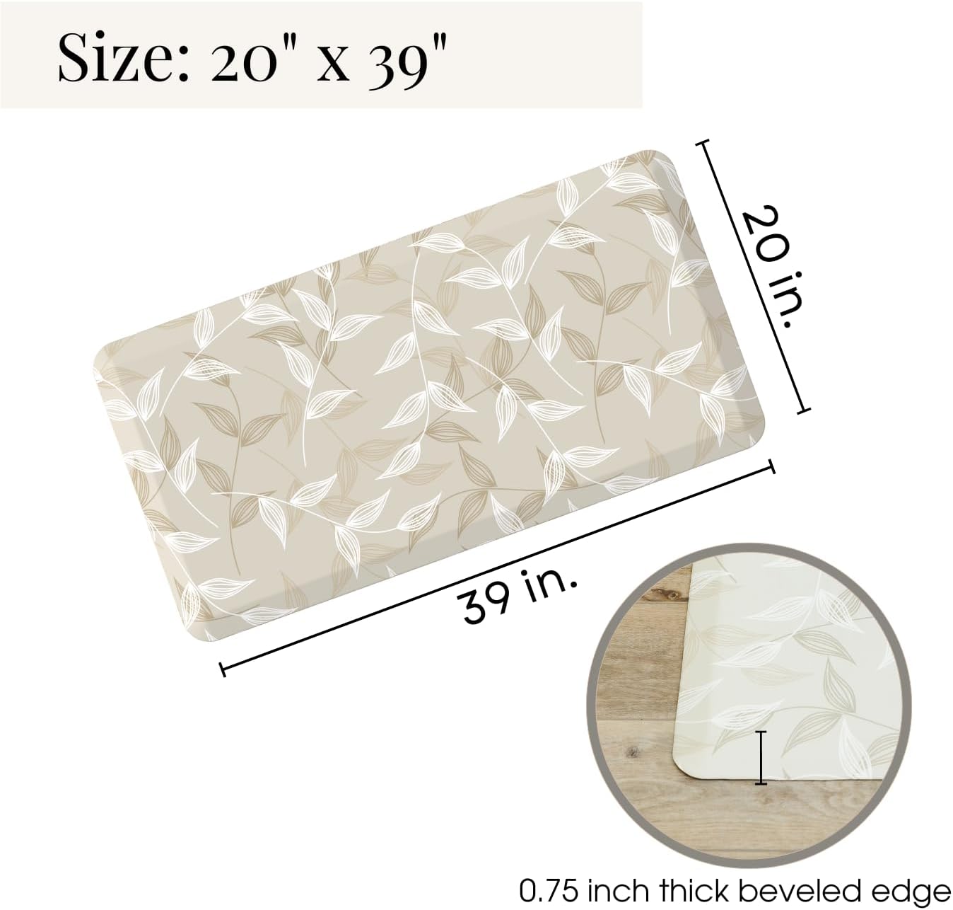 Anti Fatigue Mat by Laurel Lane Co. – Designer Anti Fatigue Mats for Kitchen Floor, Kitchen Mats for Floor, Desk Mat – Cushioned 0.75" Thick – Stain Resistant – Non-Skid Bottom – 20" x 39" - Lumora Desk