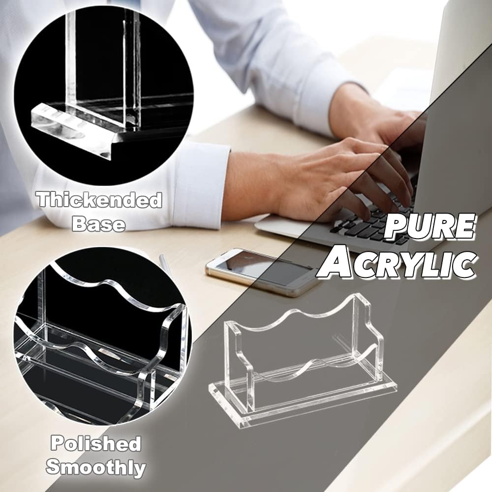 2 Packs Acrylic Business Card Holders for Desk, Horizontal Clear Business Name Card Display Stand, Desk Accessory Business Name Card Organizer (Horizontal, 1-Slot)