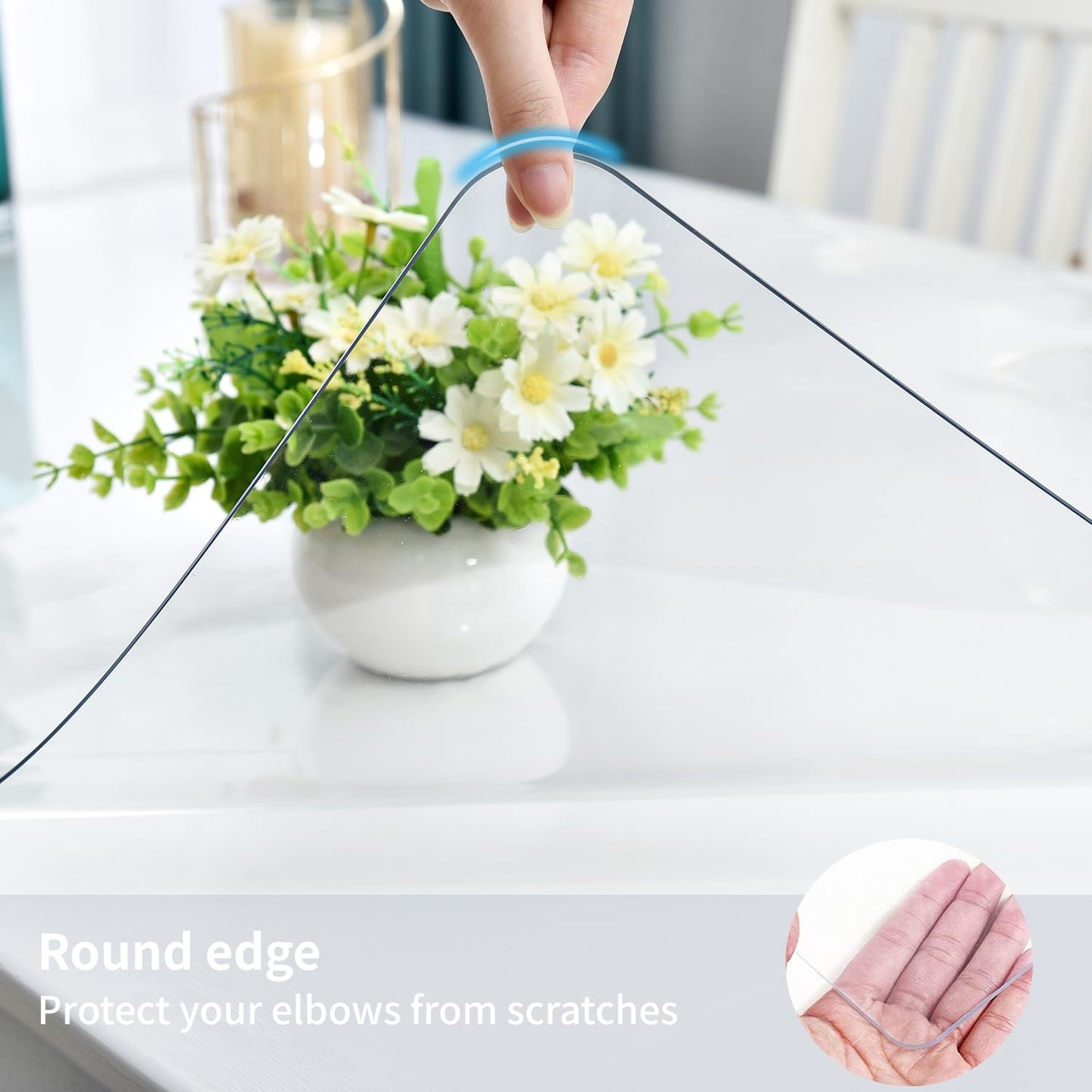 Clear Desk Mat, Non-Slip PVC Desk Protector Mat with Round Edge, Heat Resistant & Waterproof Clear Desk Writing Mat for Home and Office (55.1''*23.6'')