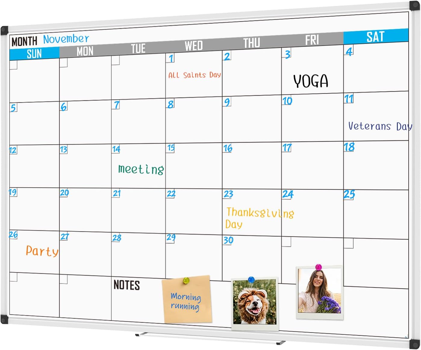 XBoard Magnetic Calendar Whiteboard 60" x 40" - Monthly Calendar Dry Erase Board, White Board + Colorful Calendar Board, Silver Aluminium Framed Monthly Planning Board - Lumora Desk