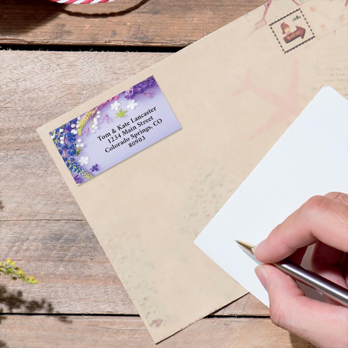 Colorful Images Draped in Purple Floral Return Address Mailing Labels, Personalize with Name & Address, Set of 144 Self Adhesive, Easy Peel Flat Label Sheets, Large, 4 Designs - Lumora Desk
