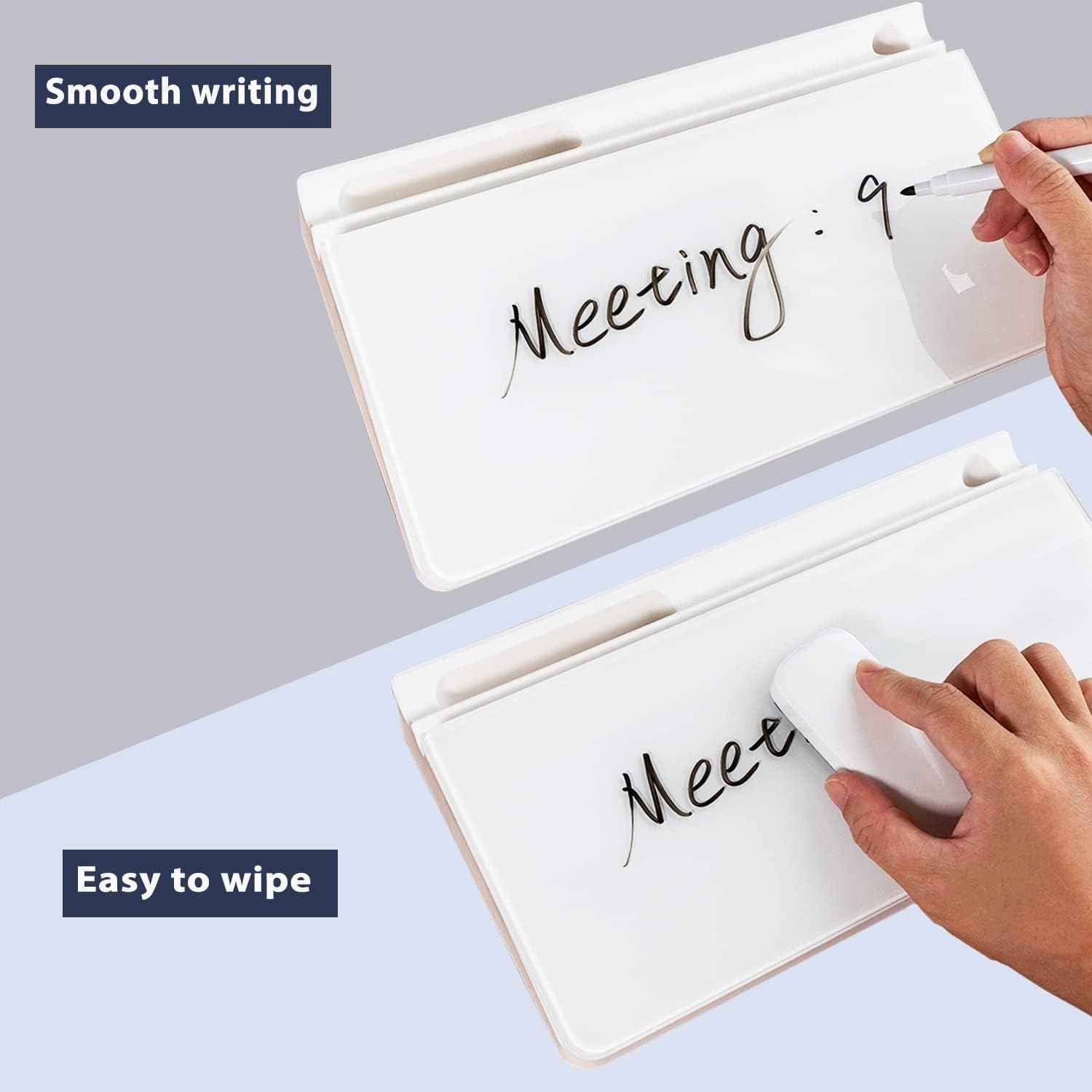 Glass Desktop Whiteboard Dry Erase Board Computer Keyboard Stand Desk White Board Organizers with Accessories 2 Markers,1 Eraser for Office, Home, School Supplies