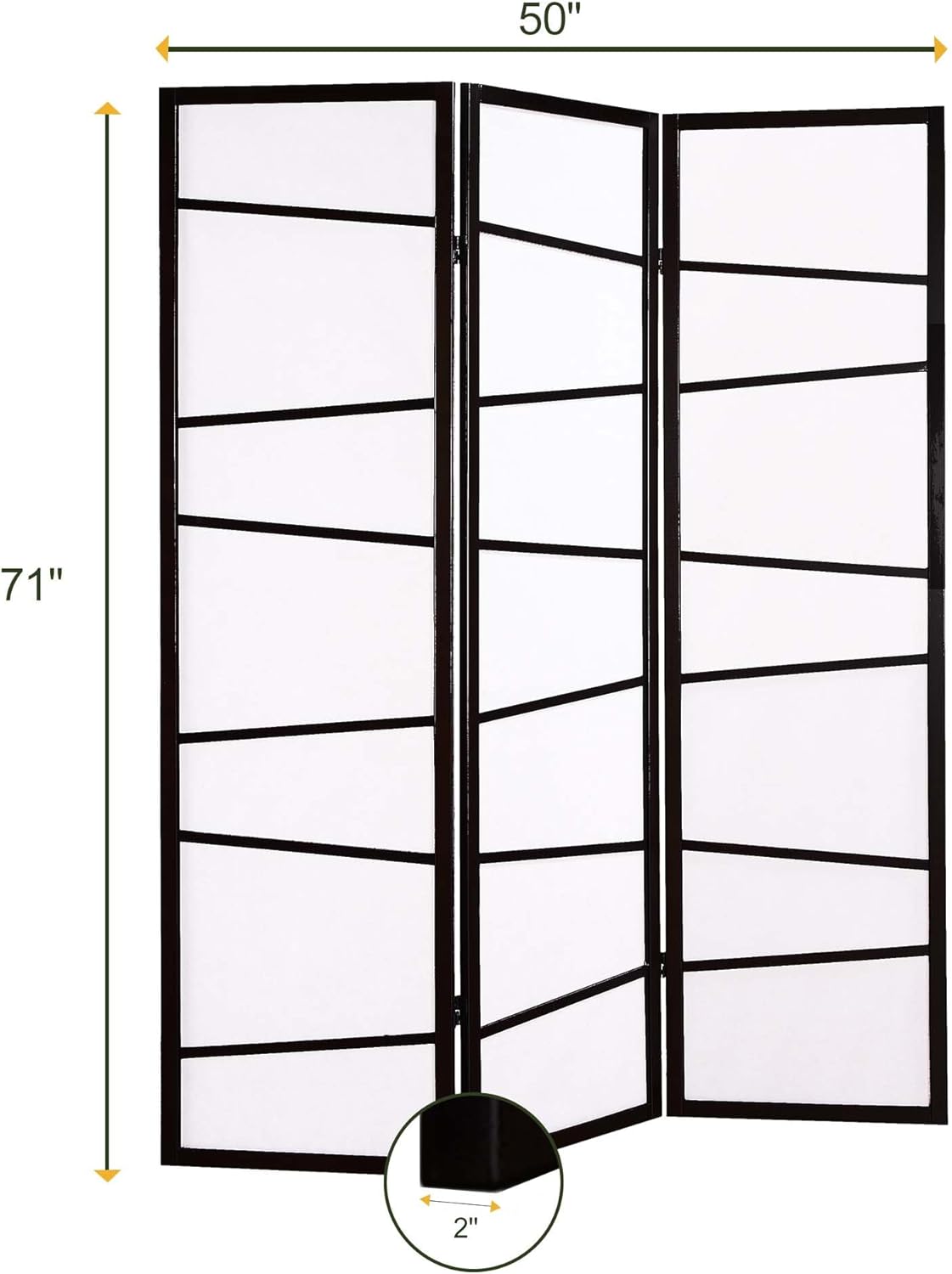 NicBex Room Divider 3 Panel Room Dividers with Heavy-Duty Rice Paper Partition Room Dividers and Folding Privacy Screens Wall Divider for Home, Office, Room Separation,51"W x 2"D x 71"H, White+Black - Lumora Desk