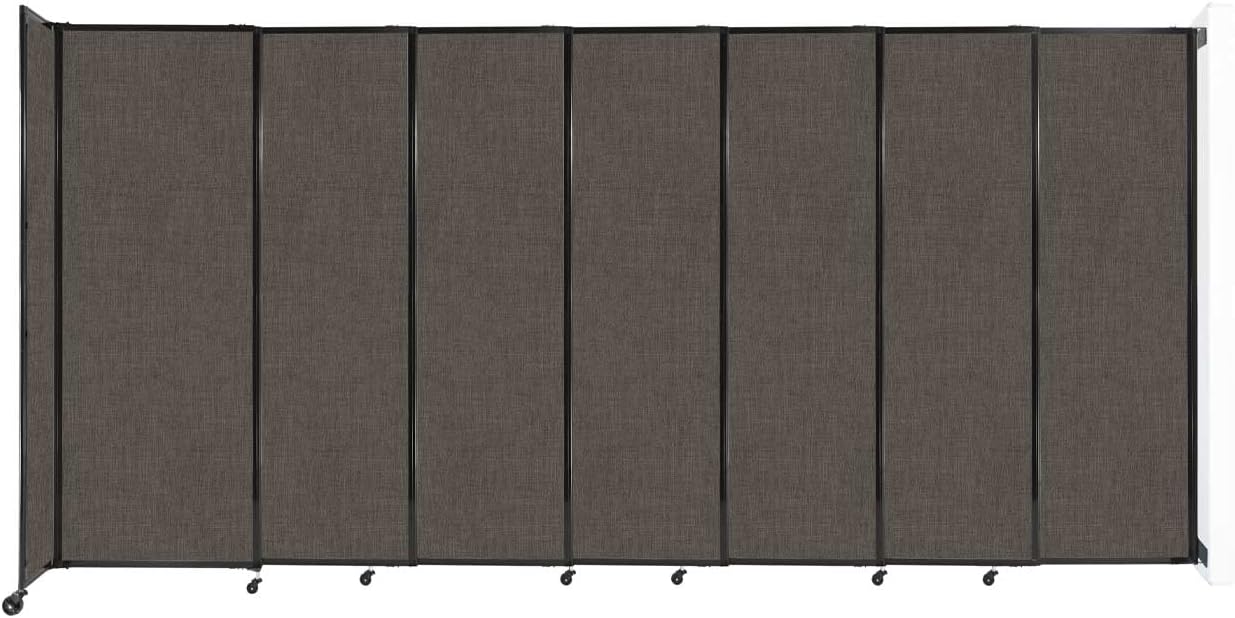 Wall-Mounted Sliding StraightWall Room Divider | Adjustable Widths | Locking Wheels | Room Separator | Up to 15'6" Wide x 7'6" Tall Mocha Fabric Panels - Lumora Desk