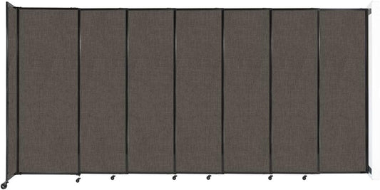 Wall-Mounted Sliding StraightWall Room Divider | Adjustable Widths | Locking Wheels | Room Separator | Up to 15'6" Wide x 7'6" Tall Mocha Fabric Panels - Lumora Desk