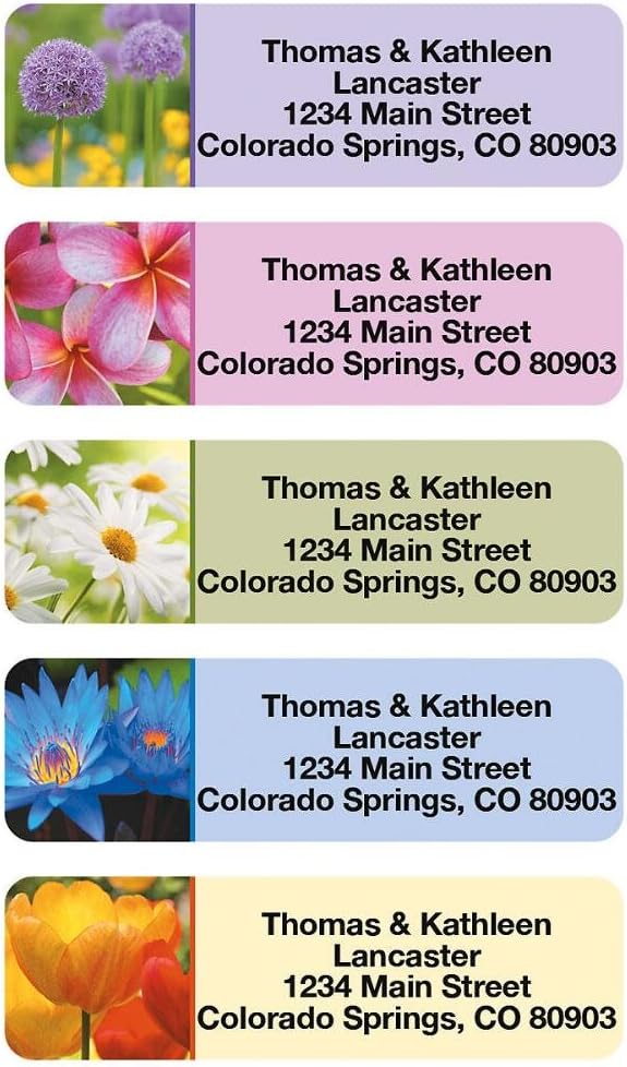 Colorful Images Floral Fantasy Rolled Personalized Return Address Mailing Labels with Dispenser, Customize with Name & Shipping Address, 250 ¾” x 2½” Self Adhesive, Easy Peel Label Roll - Lumora Desk