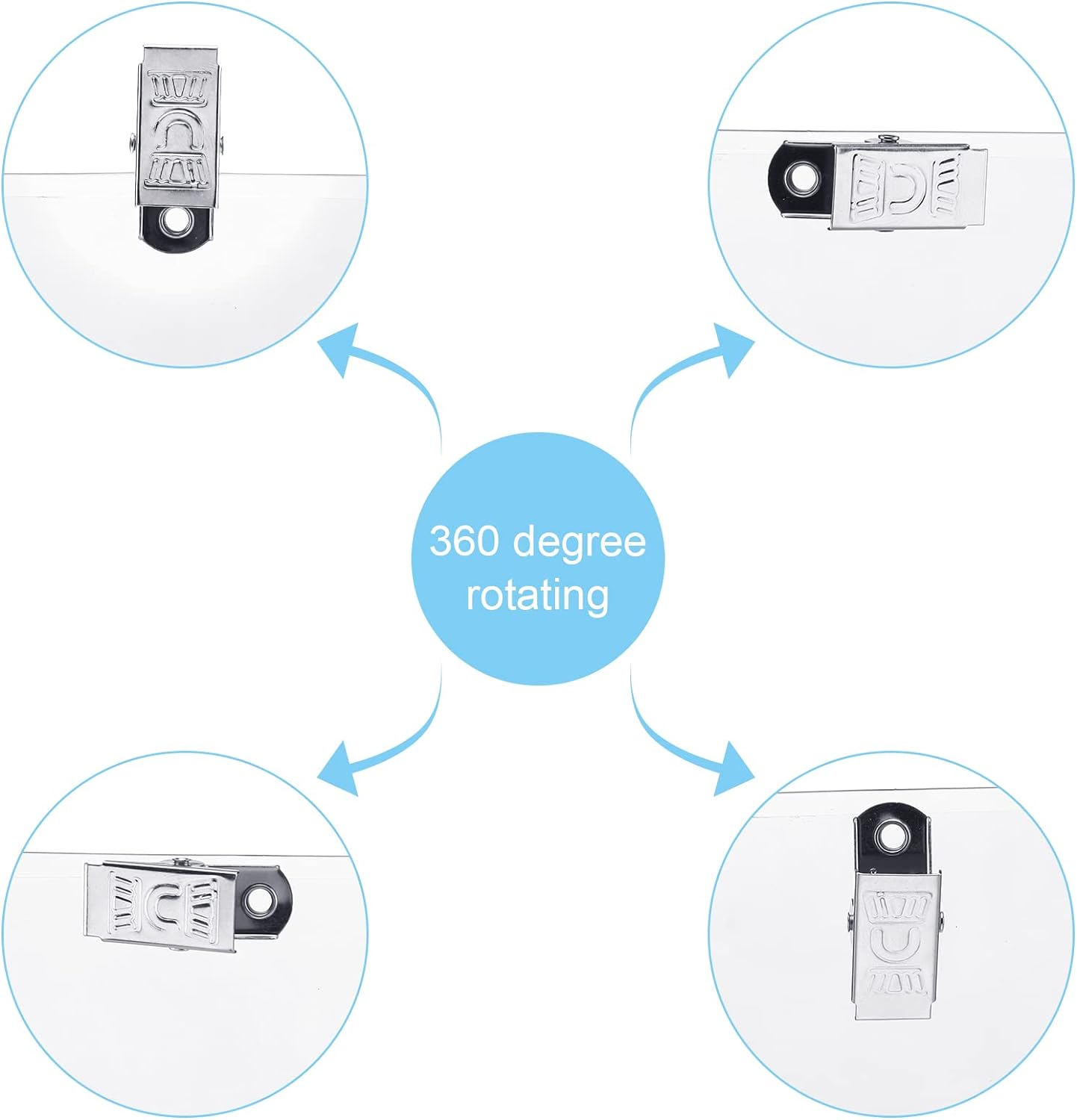 Eaasty 200 Pcs Clear Badge Holder with Metal Clip Name Tag 3 x 4 Inches Horizontal PVC ID Card Protector with Clip Waterproof Badge Holder for Work Card Drive License Name Tag Key Office