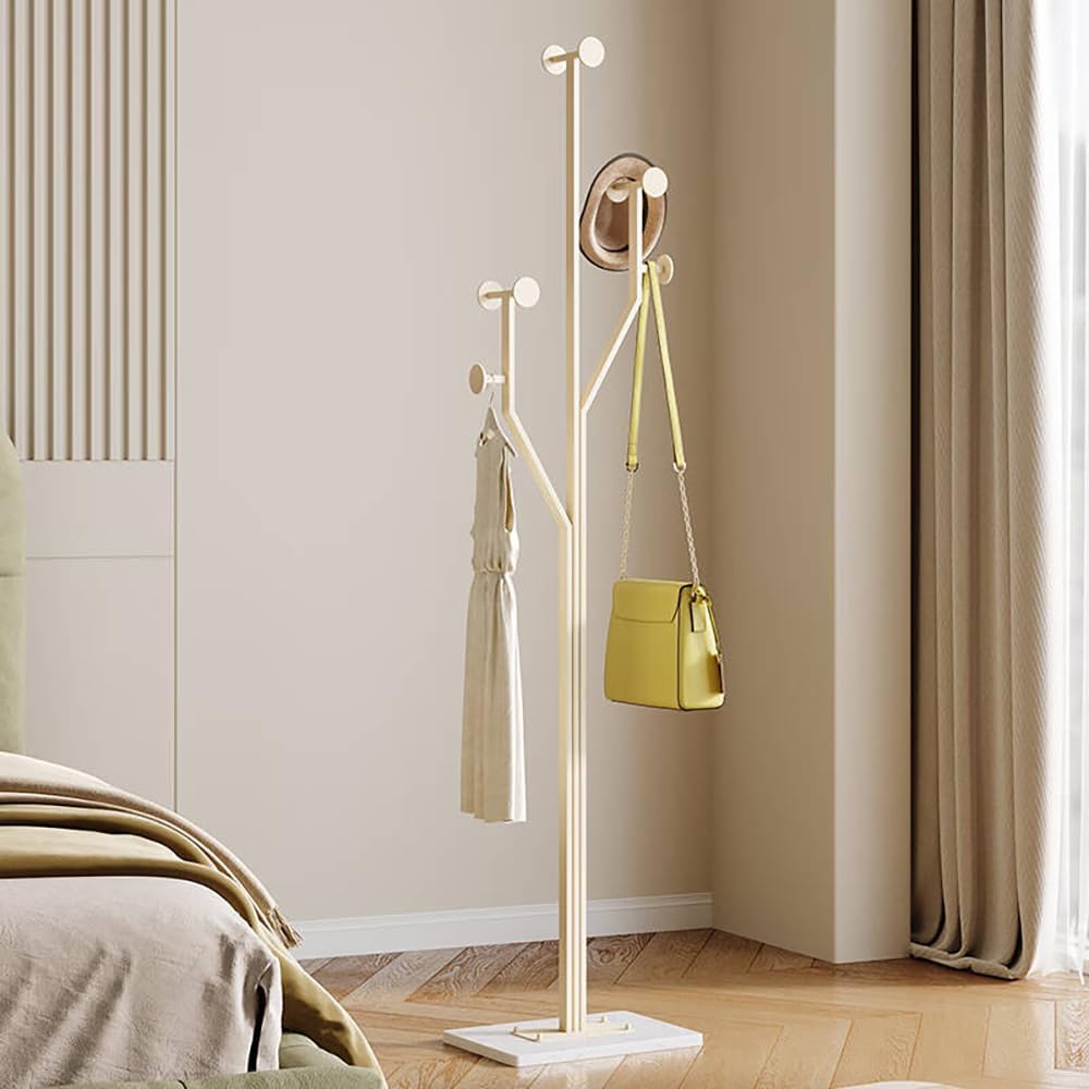 Heavy Duty Coat Rack Tree-shaped Metal Freestanding Coat Tree with Sturdy Marble Base Corner Coat Rack for Bedroom Entryway Hallway 14.96 x 10.24 x 68.9 Inches (White) - Lumora Desk