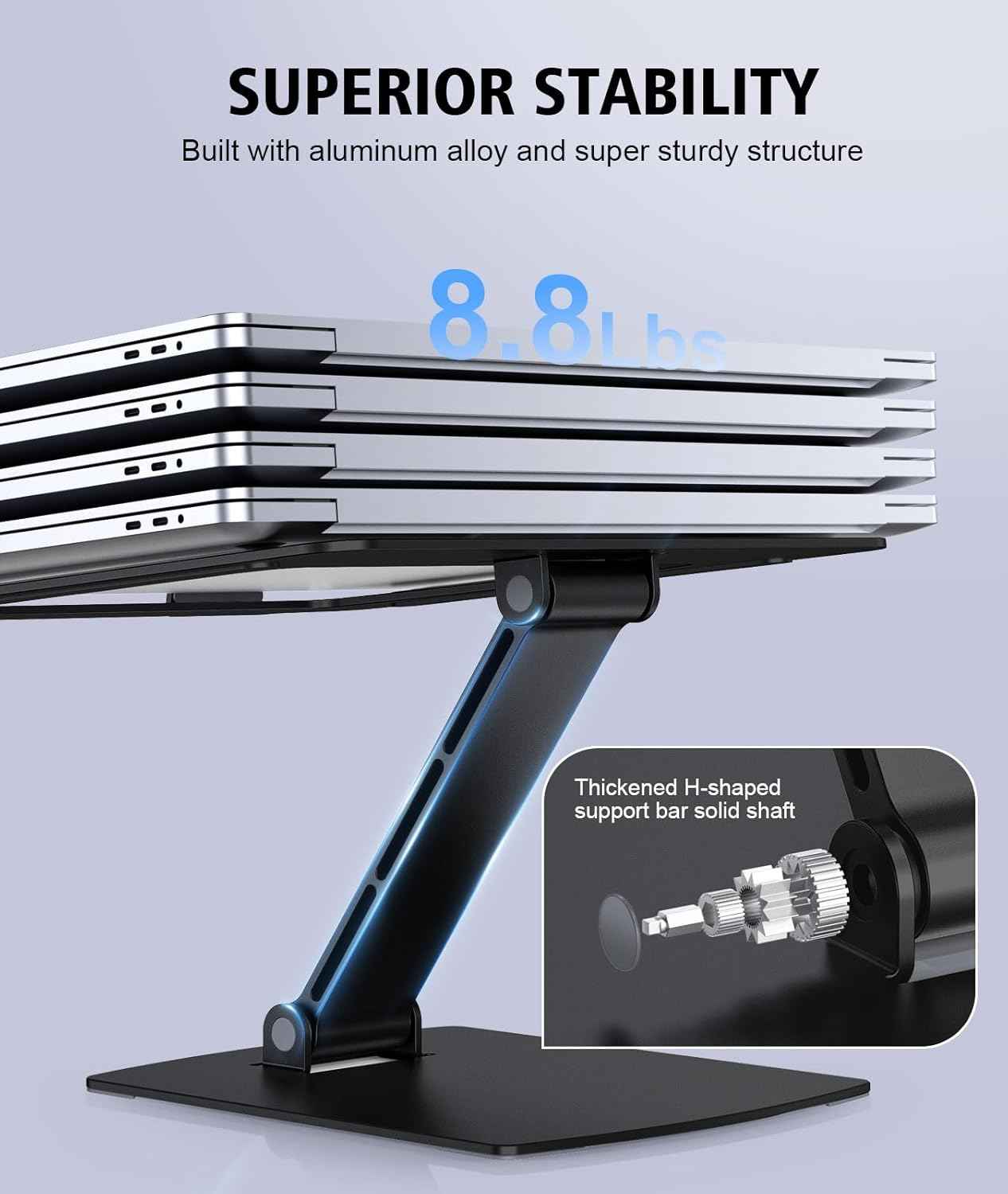 Laptop Stand for Desk, Aluminum Adjustable Foldable Laptop Riser, Ergonomic Computer Stand Compatible with MacBook, Dell, Samsung, Lenovo, 10-16"