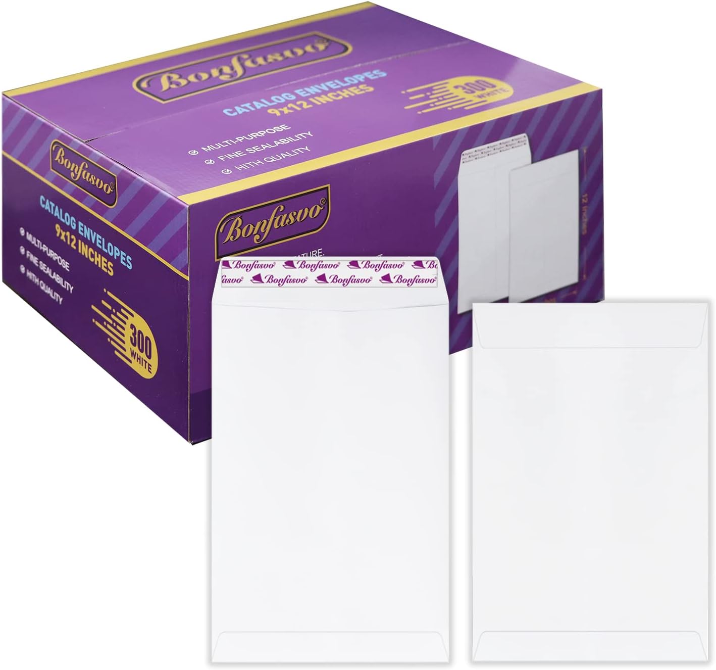 300 Pack 9x12 White Catalog Envelopes Peel & Seal Security Mailing Envelopes 120GSM Kraft Paper self Seal Envelopes for Invitations Papers Photos Documents Pictures Papers Files - Lumora Desk