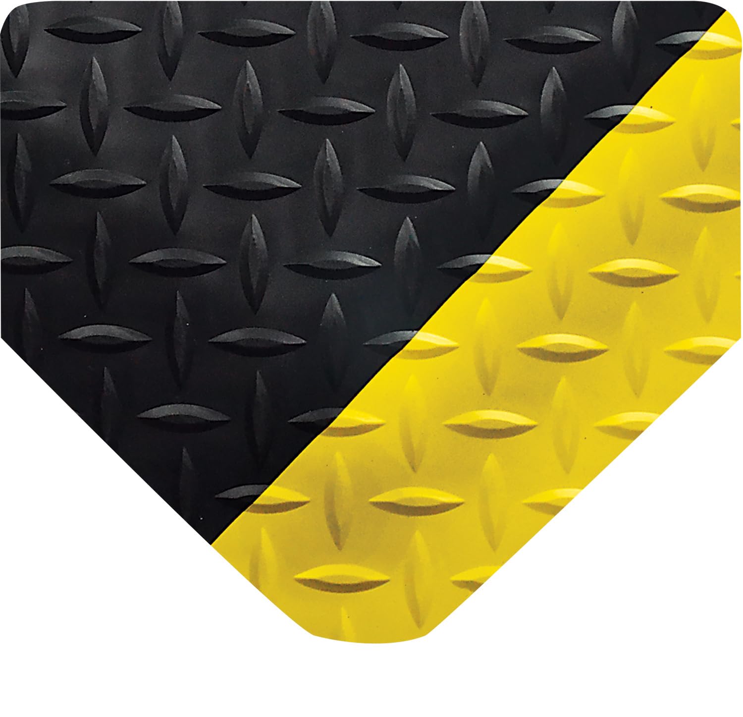 Wearwell 414.1516x2x4BYL Diamond-Plate SpongeCote UltraSoft Mat, 4' Length x 2' Width x 15/16" Thick, Black with Yellow - Lumora Desk