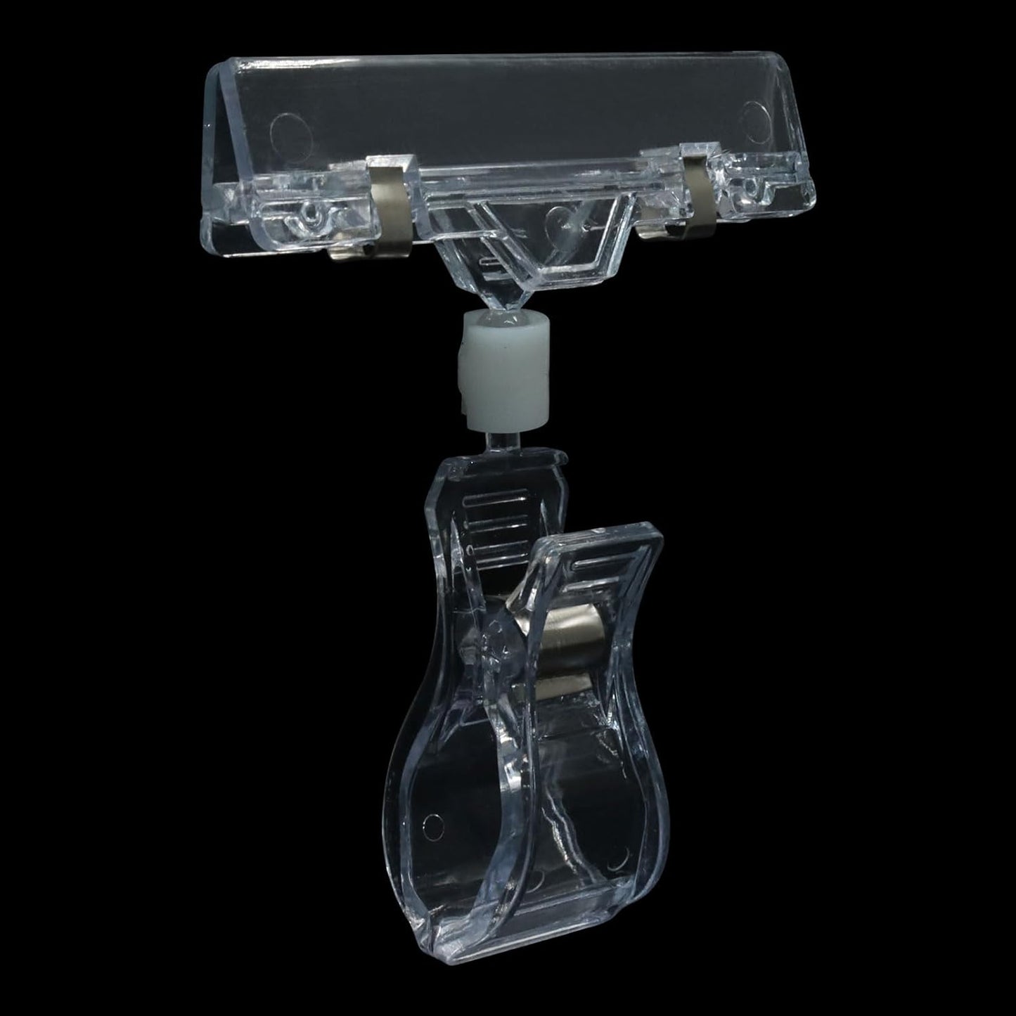 Zorfeter 12 PCS Clear Sign Clips, Plastic Label Clips on Merchandise Display Swivel Price Tag Clips, Double Sided Rotatable Menu Clips for Sale Retail Display