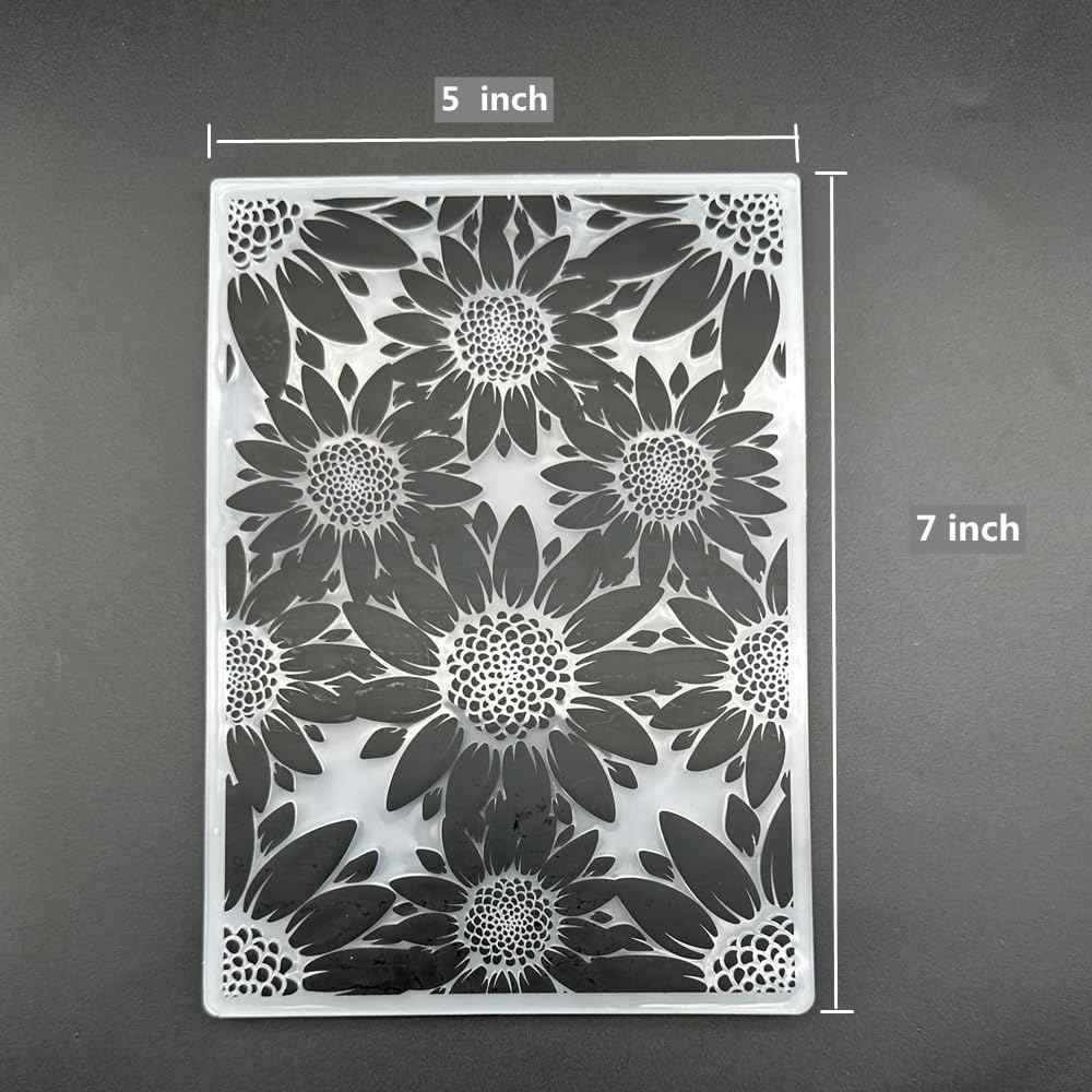 3D Plastic Embossing Folder Template Stereoscopic Sunflower Texture 5x7 Inch for Card Making DIY Scrapbooking Paper Crafting Handmade Crafts Scrapbooking Arts Supplies Scrapbook Decor