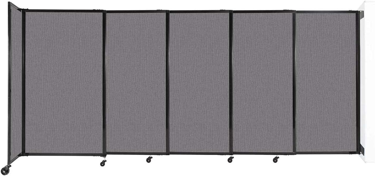 Wall-Mounted Sliding StraightWall Room Divider | Adjustable Widths | Locking Wheels | Room Separator | Up to 11'3" Wide x 5' Tall Slate Fabric Panels - Lumora Desk