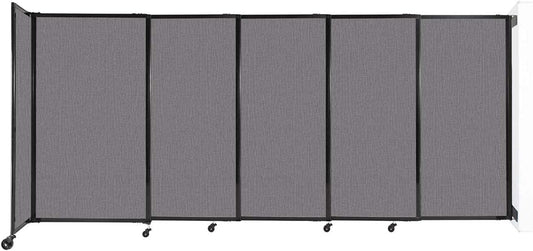 Wall-Mounted Sliding StraightWall Room Divider | Adjustable Widths | Locking Wheels | Room Separator | Up to 11'3" Wide x 5' Tall Slate Fabric Panels - Lumora Desk