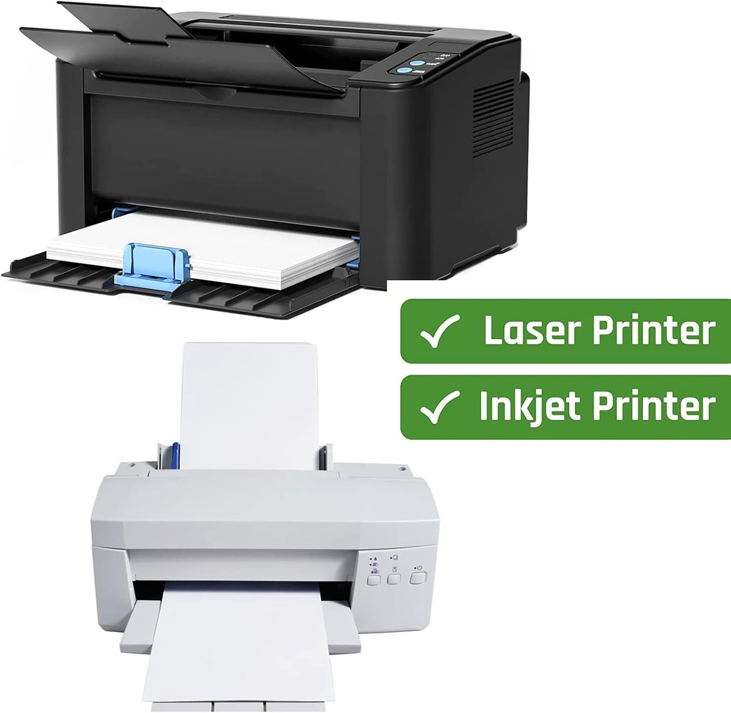 Printable White Sticker Labels, 50 Sheets 8.5" x 11" Full Sheet Label Stickers Paper for Laser & Inkjet Printer - Matte, 50 Labels