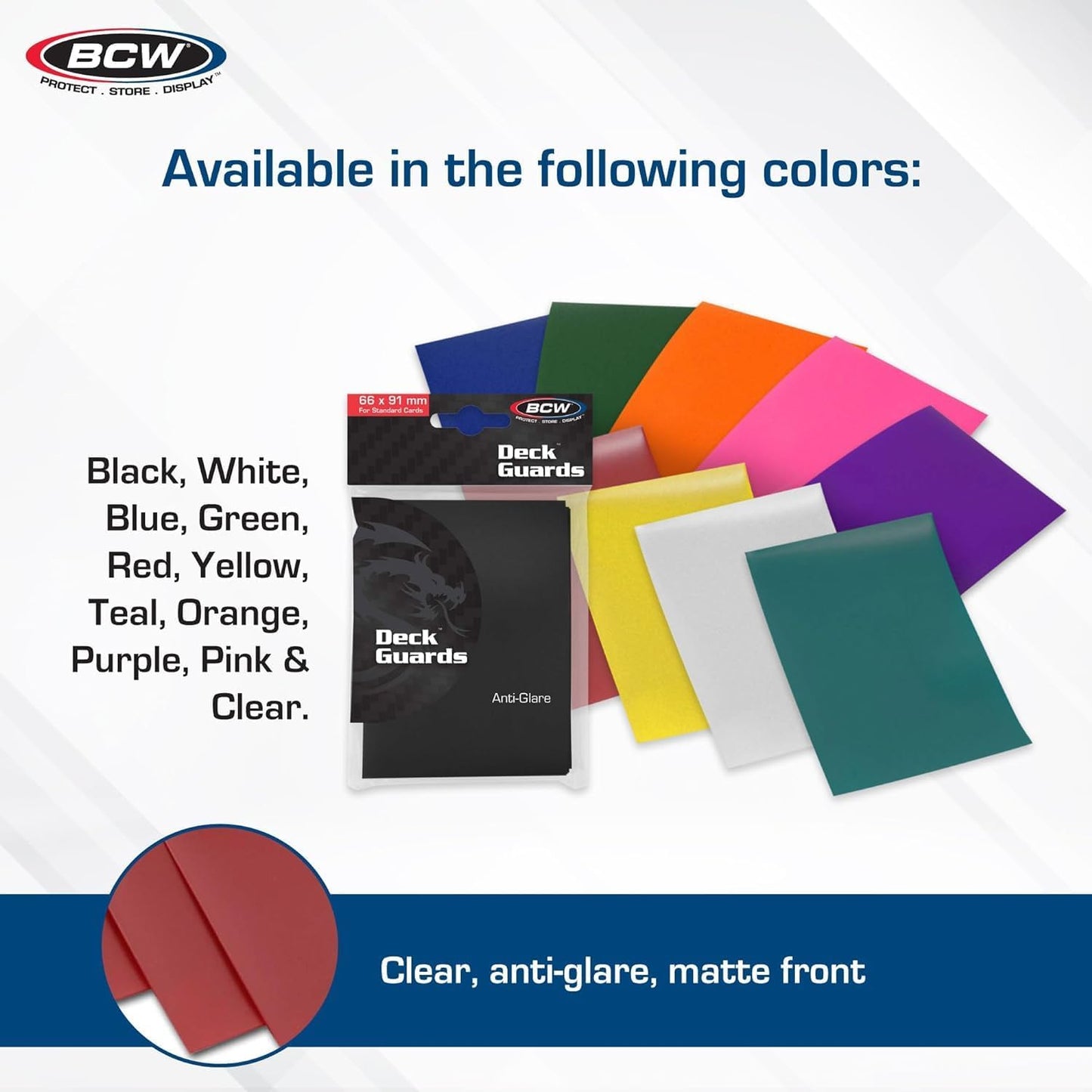 BCW Deck Guard - Double Matte Card Sleeves | 500 Count Box (10 Packs of 50) |Acid-Free, No PVC | Fits 2.5" x 3.5" | Archival Safe Sleeves for Protection (Gray)
