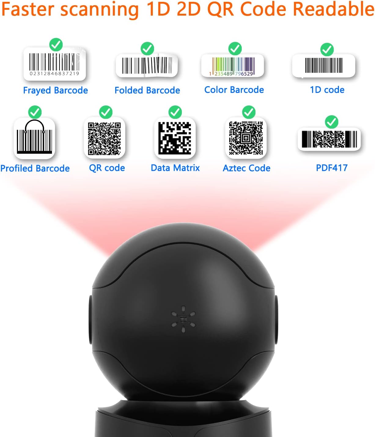 NetumScan Automatic Omnidirectional Desktop Barcode Scanner, Hands-Free USB Wired QR Barcode Reader, 1D 2D Bar Code Image Sensing for Warehouse, Supermarket, Retail Store, Bookstore Pos System