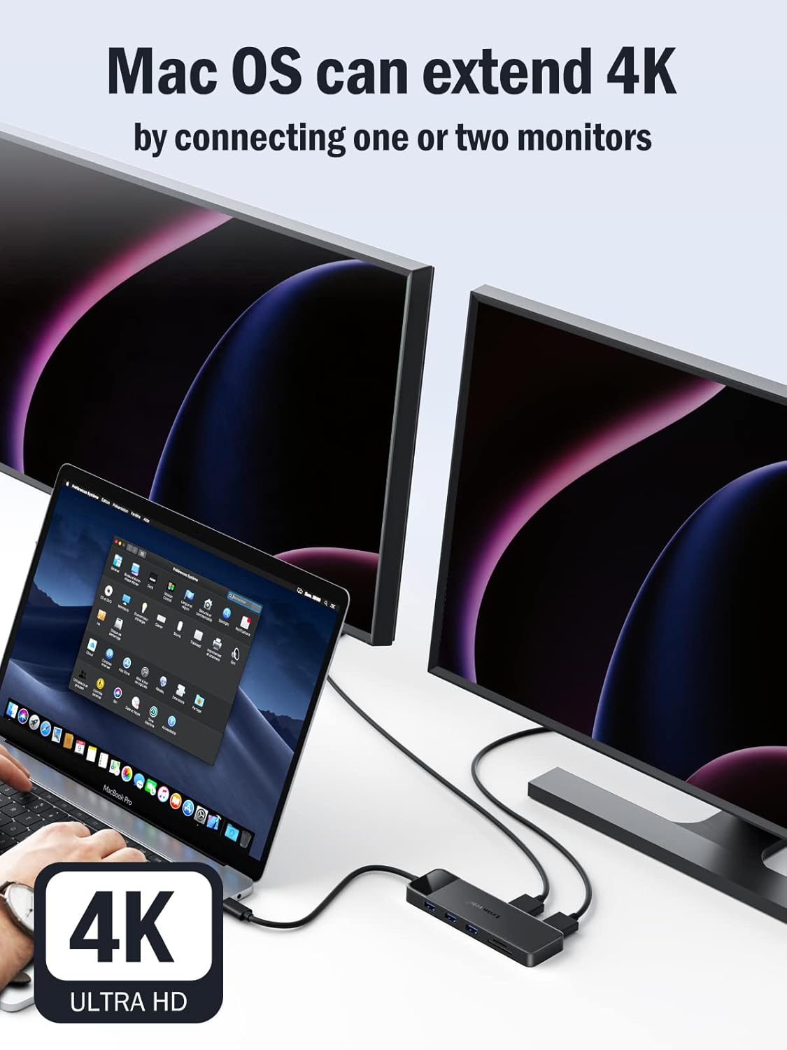 Lemorele USB C Docking Station Dual Monitor 10- in-1 Triple Display Laptop Hub Multiport Adapter w/2 HDMI 4K+VGA+3 USB3.0/2.0+TF/SD 2.0+Audio+100W PD, USB C Dongle for Mac/Dell/HP/Lenovo/Surface