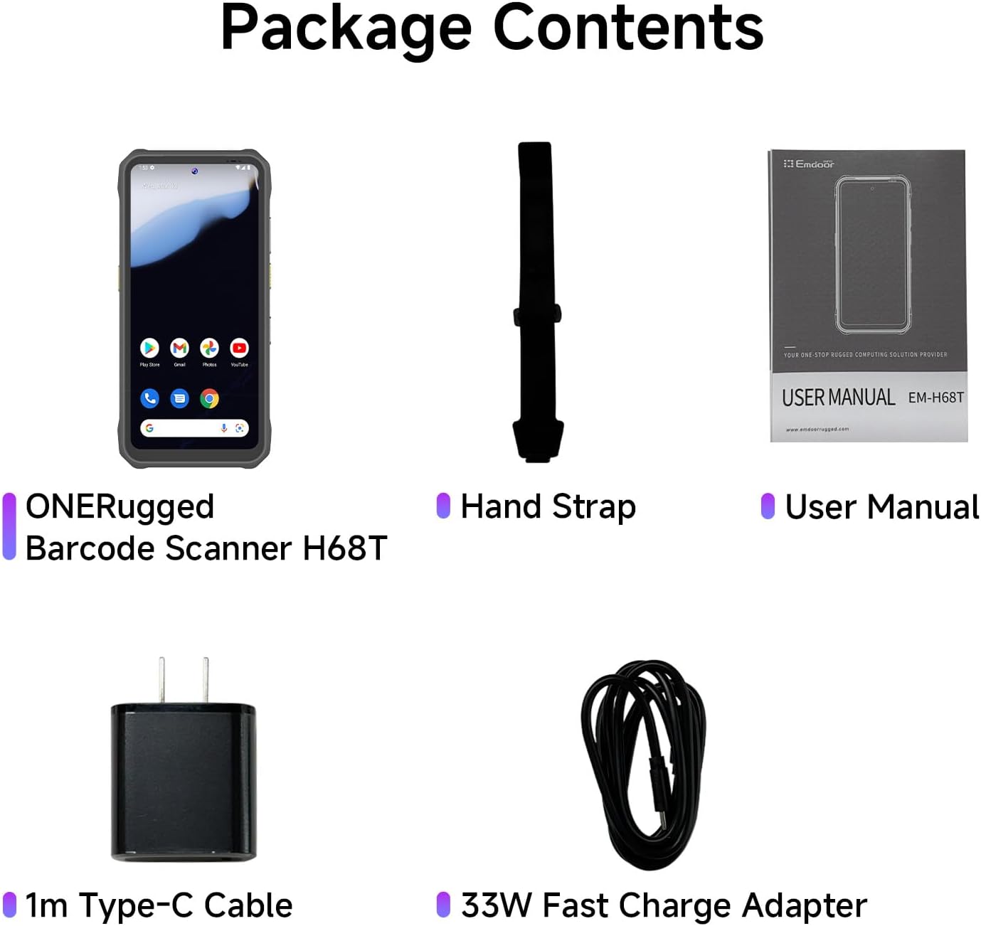Android 14 Barcode Scanner H68T, Handheld PDA w/Zebra SE4710 Scan Engine, 8GB+128GB, IP68 Rugged Data Terminal, 6.56" Full Screen Mobile Computer Inventory Scanner for Warehouse&Logistics Management