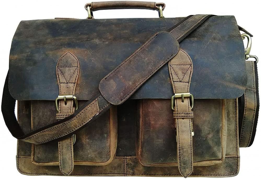 cuero Retro Brown Laptop Messenger Bag Office Briefcase Crossbody Travel Bag For Men And Women Bag Office Laptop Bag